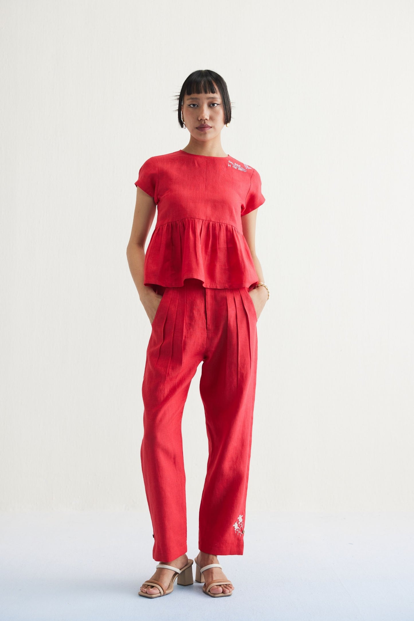 Slow Living Linen Peplum Top