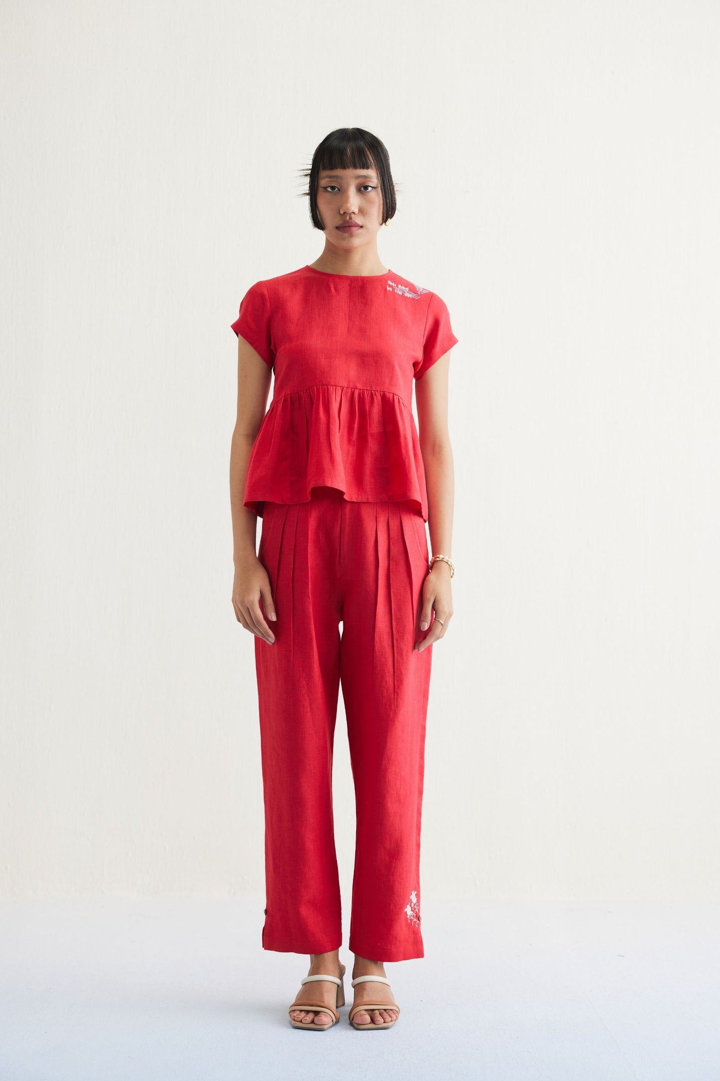 Slow Living Linen Peplum Top