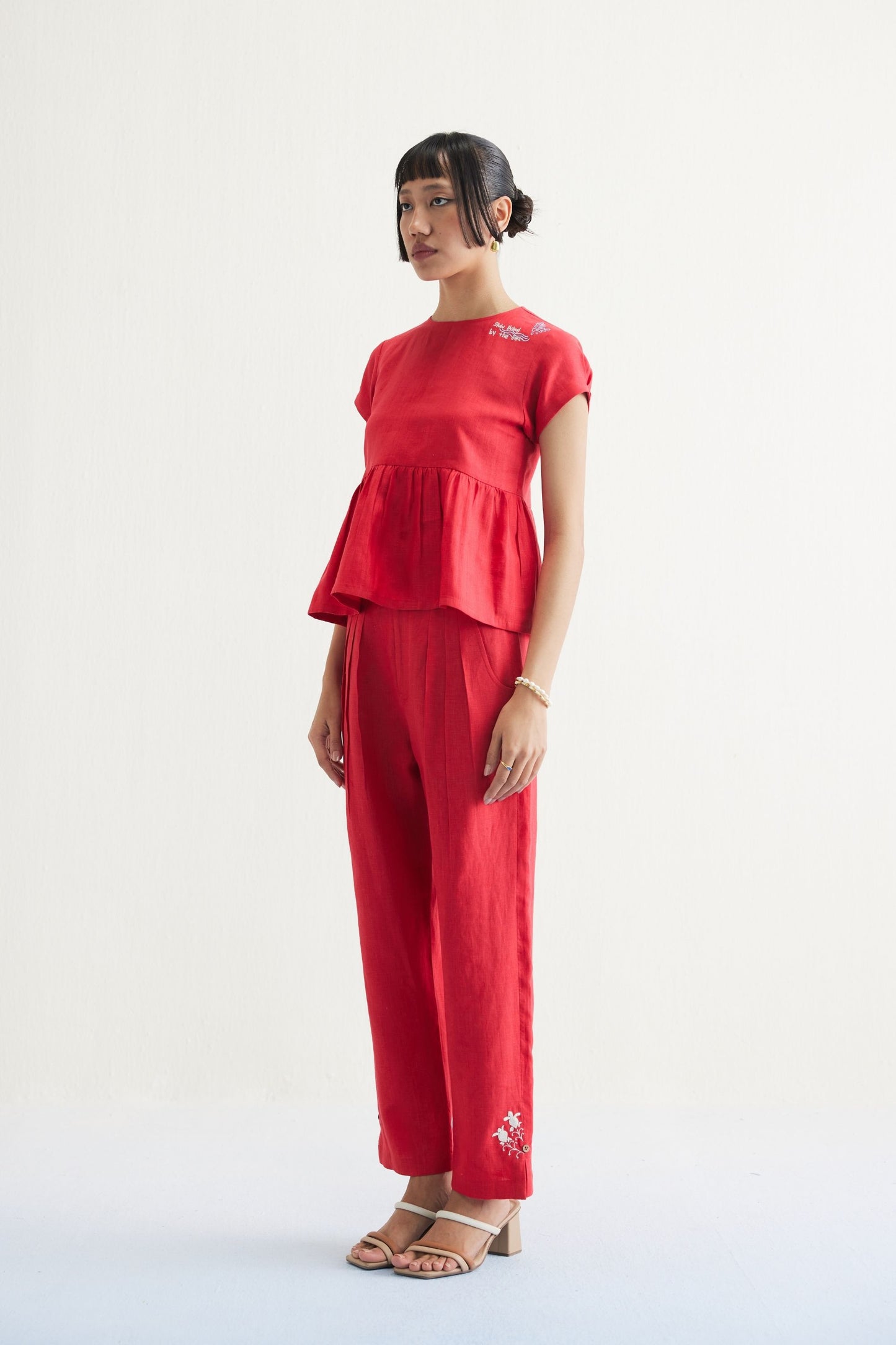 Slow Living Linen Peplum Top