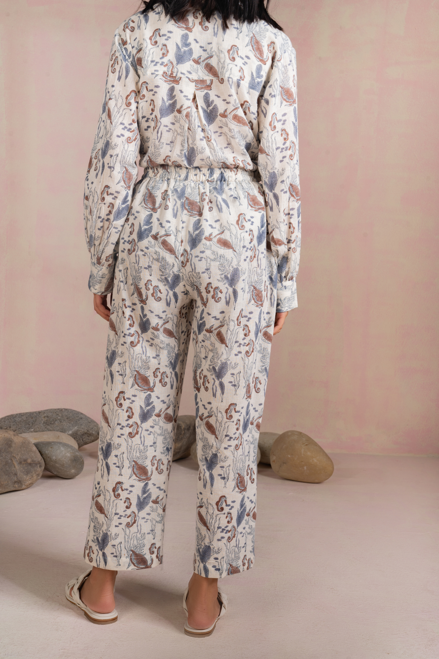 Under The Sea handspun handwoven organic cotton relaxed trousers