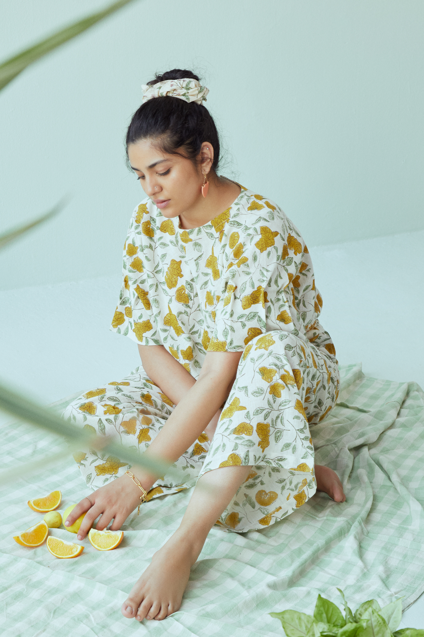 Bougainvillea Blooms handwoven organic cotton trousers