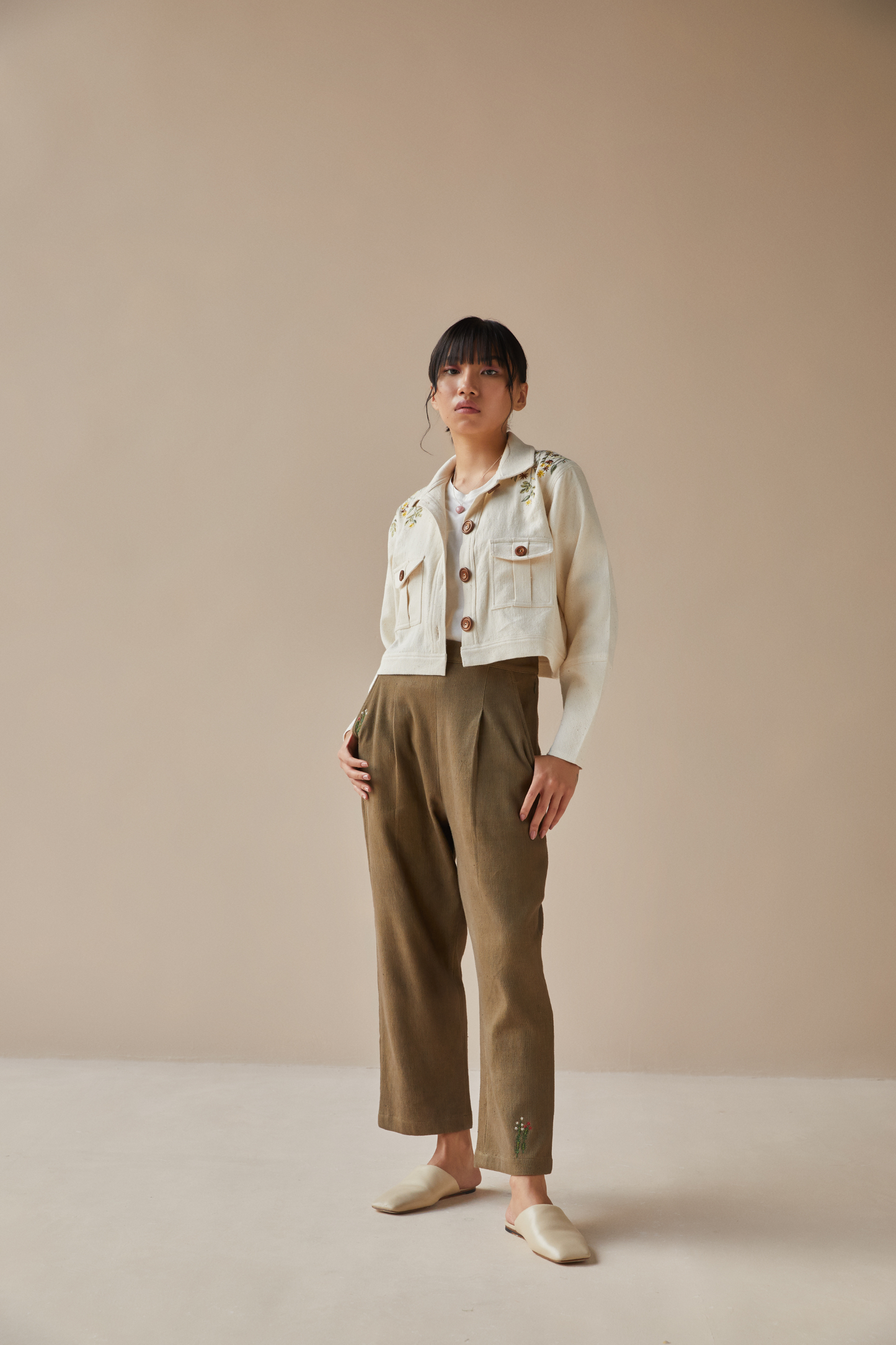 Evergreen handwoven organic cotton trousers