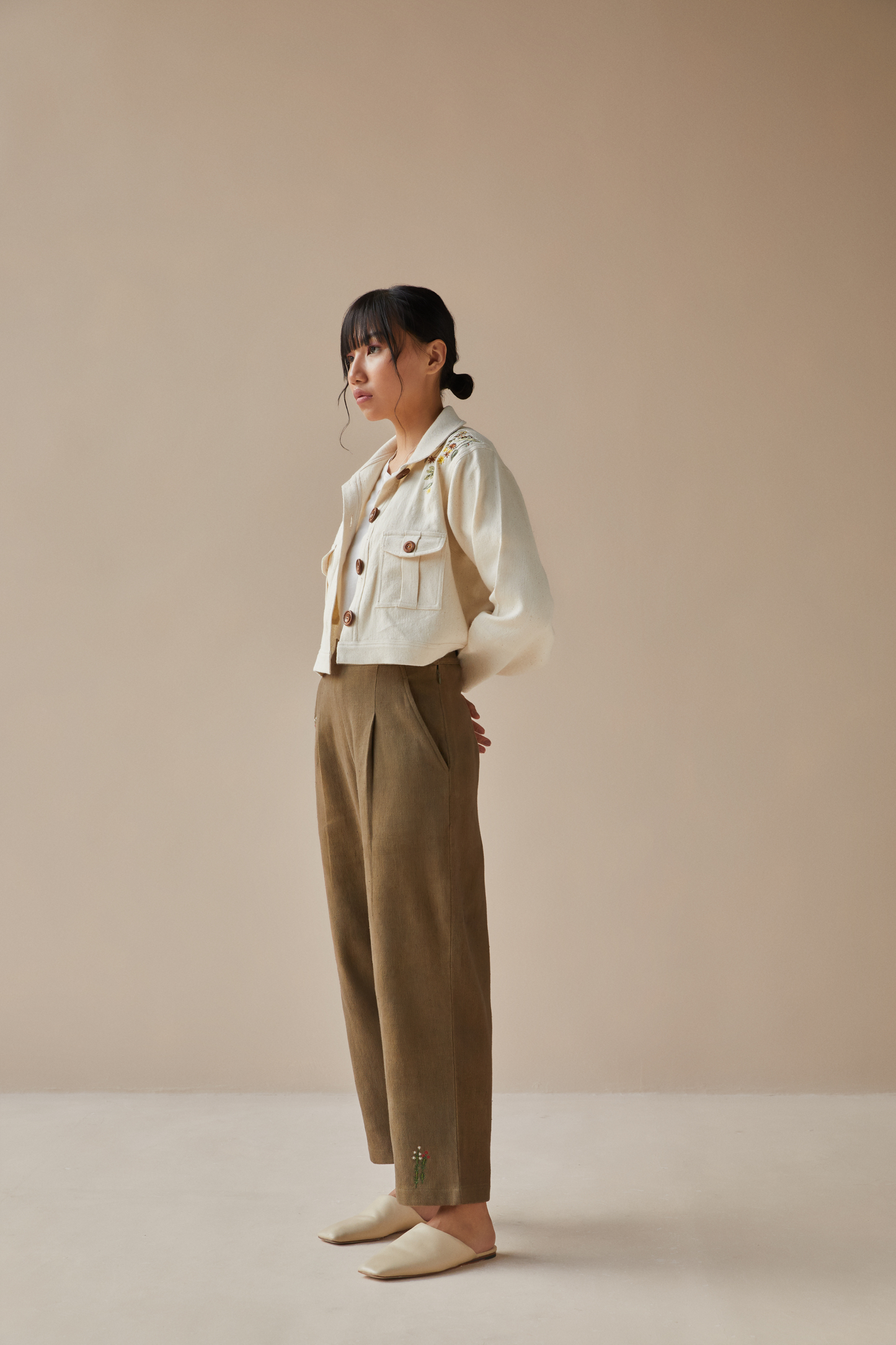 Evergreen handwoven organic cotton trousers