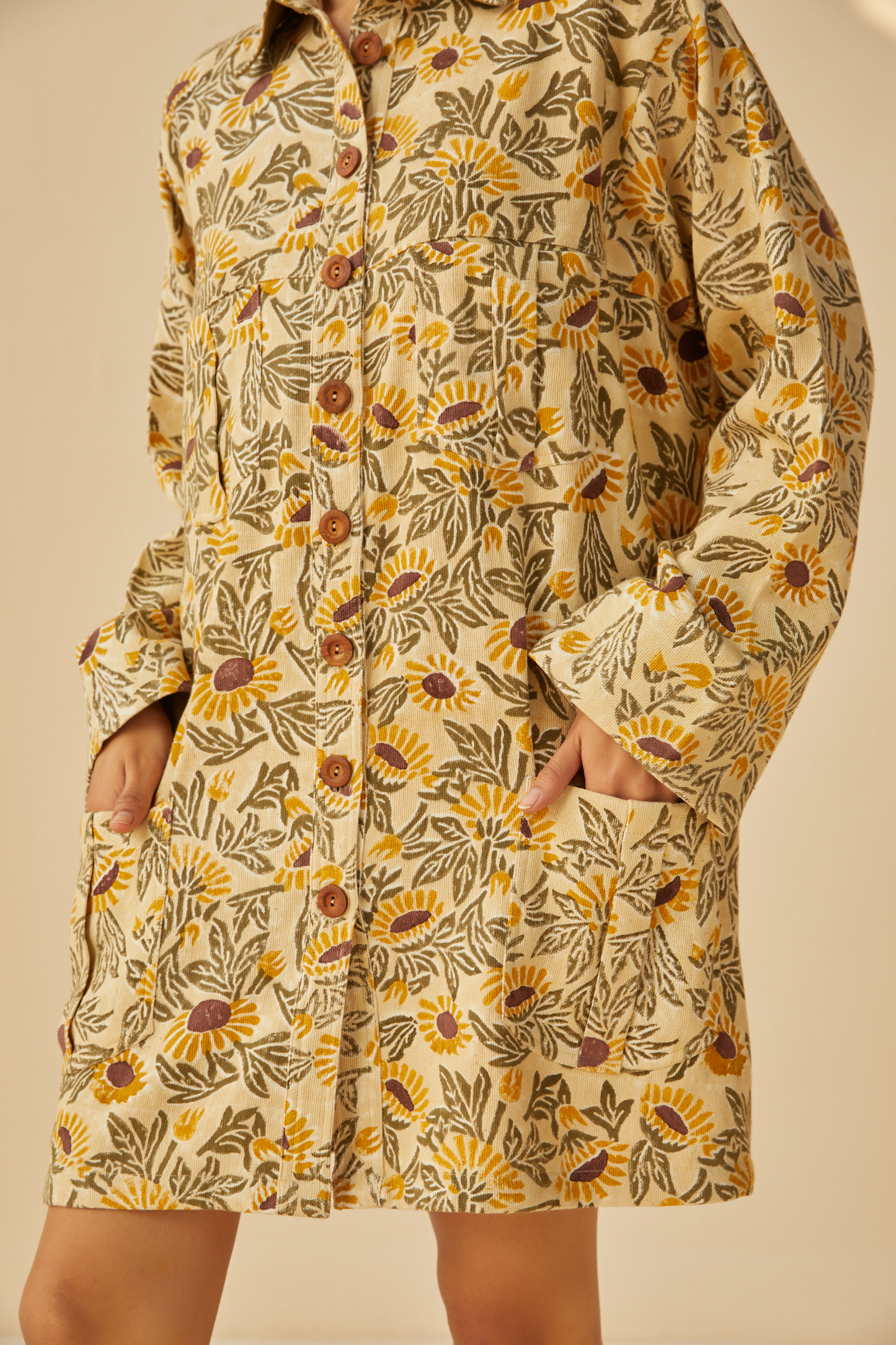 Field of Sunflowers handwoven organic cotton jacket