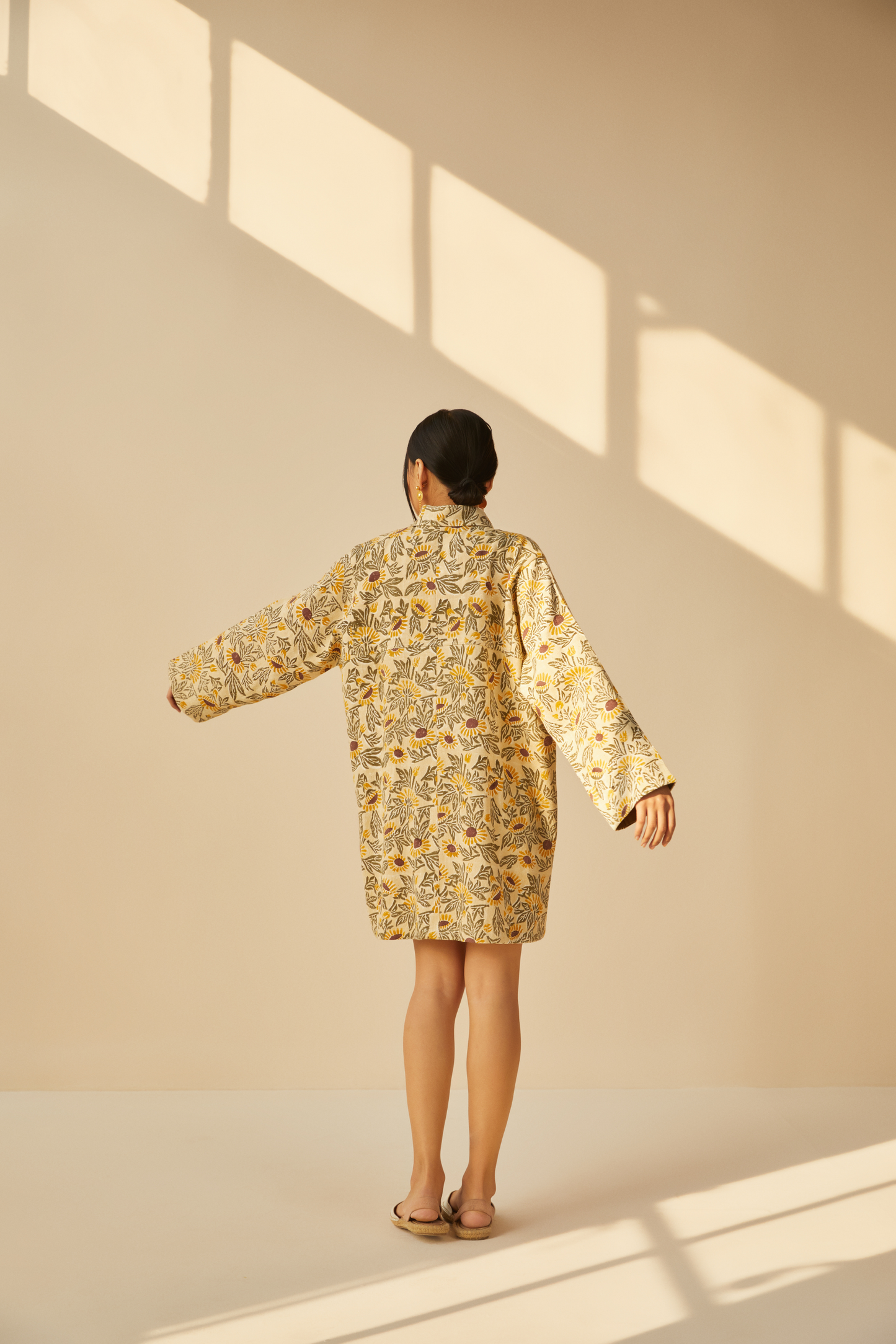 Field of Sunflowers handwoven organic cotton jacket