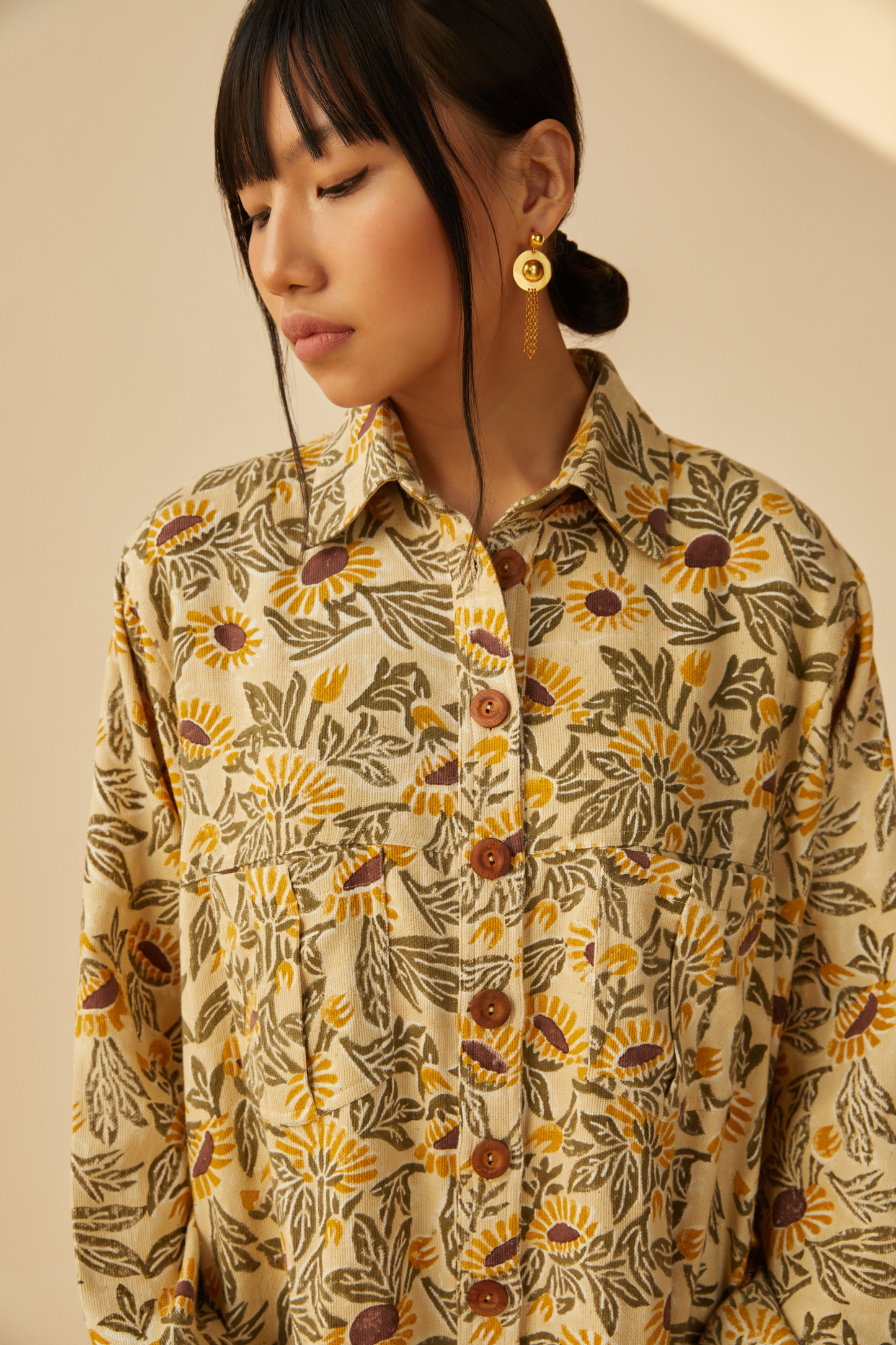 Field of Sunflowers handwoven organic cotton jacket
