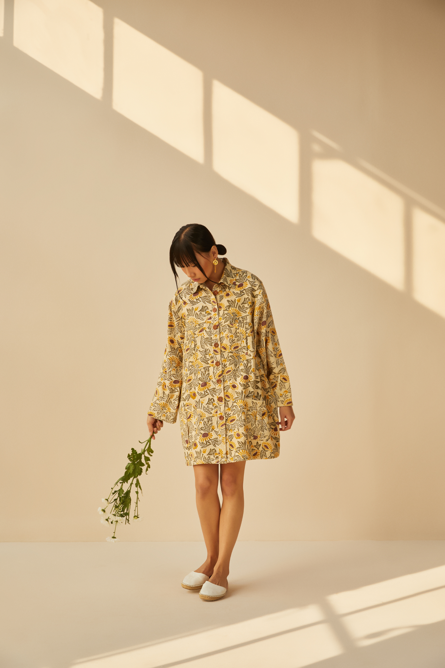 Field of Sunflowers handwoven organic cotton jacket