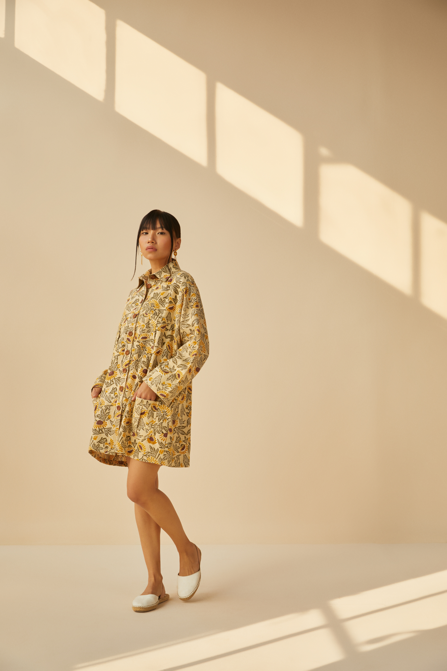 Field of Sunflowers handwoven organic cotton jacket