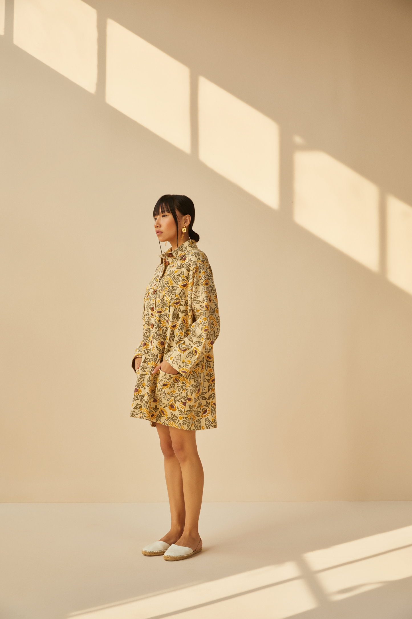 Field of Sunflowers handwoven organic cotton jacket