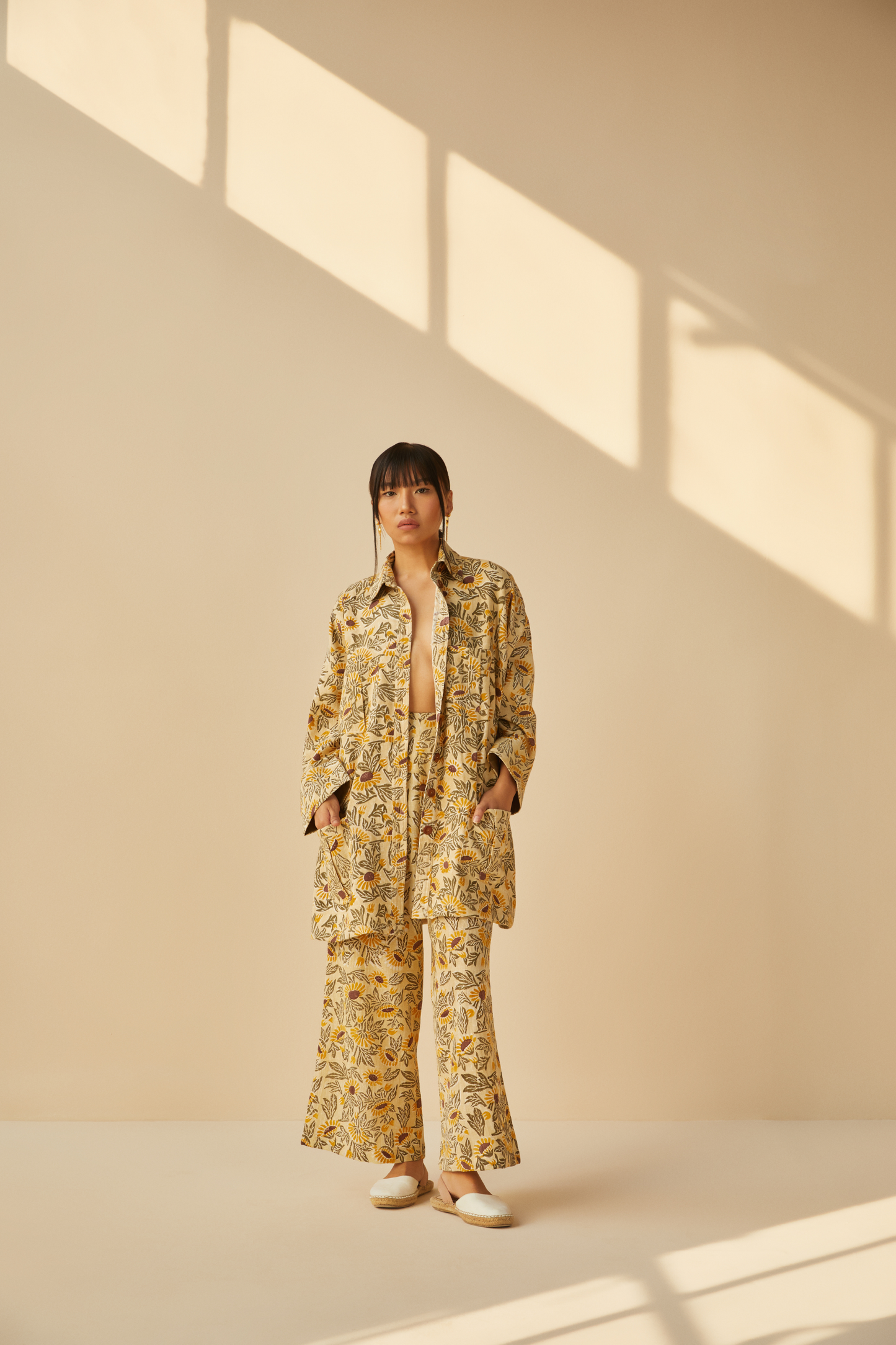 Field of Sunflowers handwoven organic cotton jacket