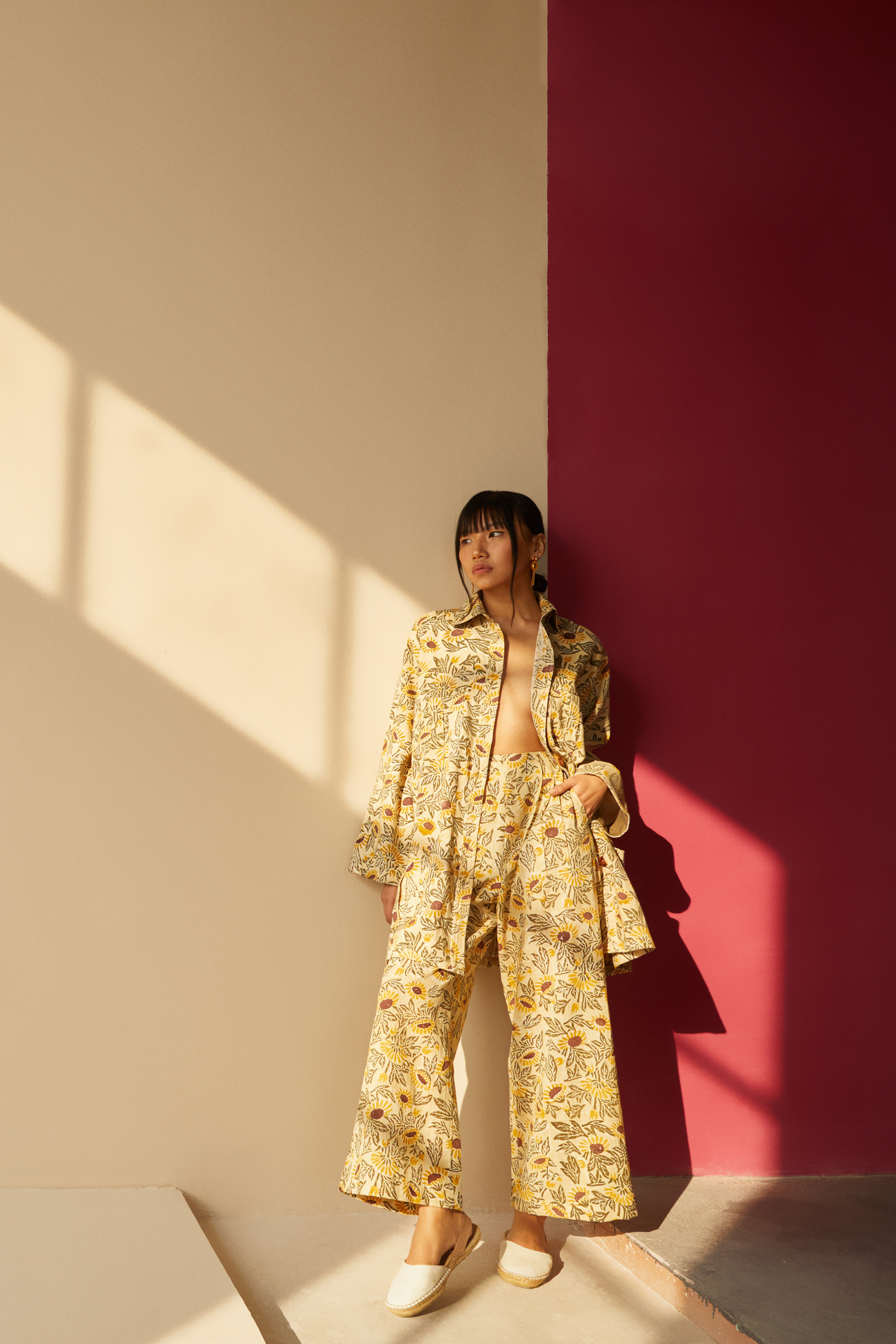 Field of Sunflowers handwoven organic cotton jacket