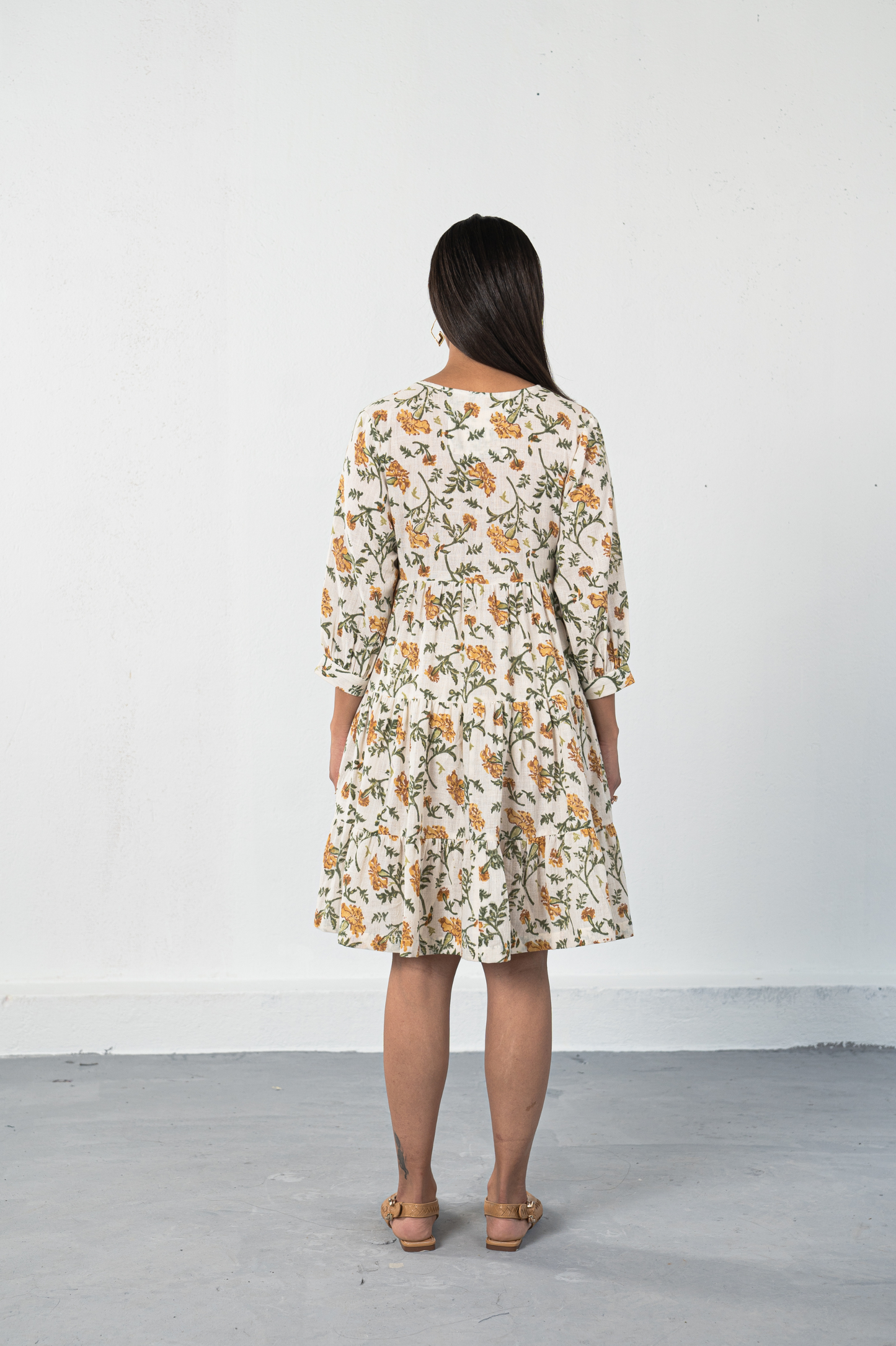 Marigold Bloom handwoven organic cotton dress