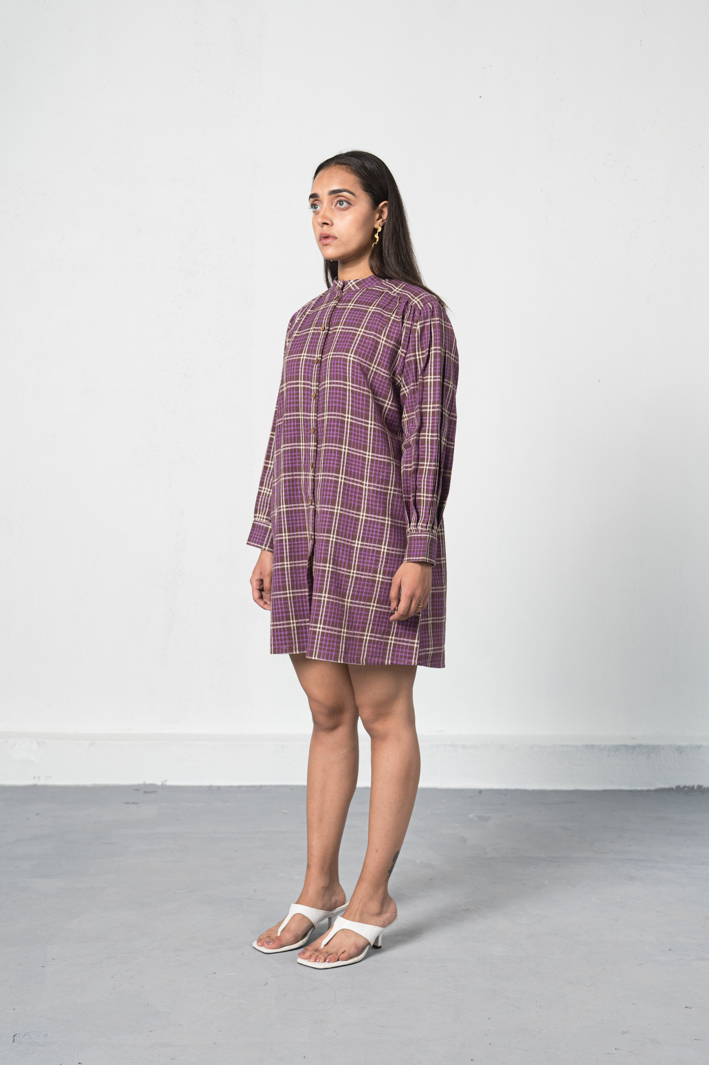 Purple Fields handwoven organic cotton shirt dress