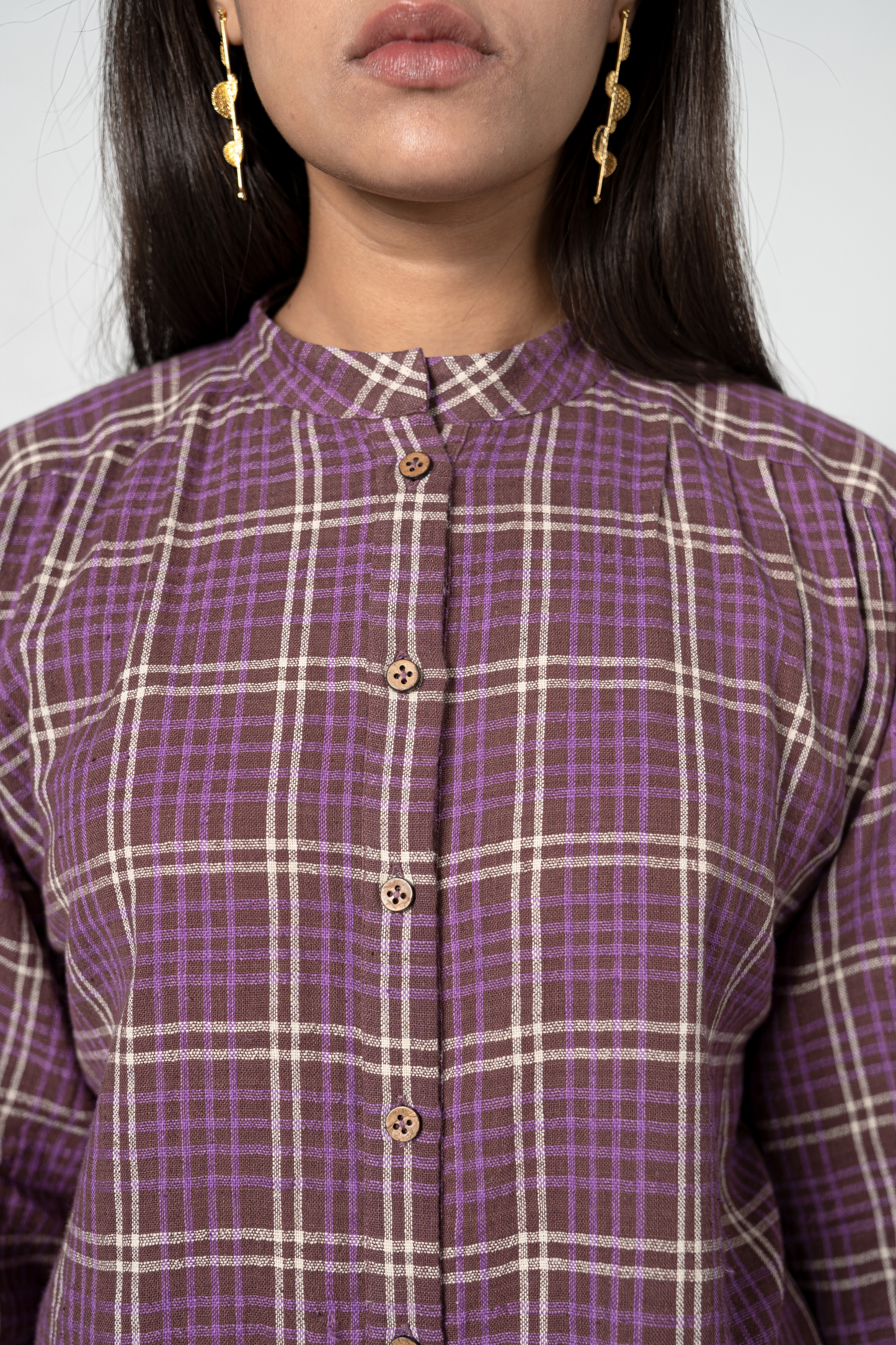 Purple Fields handwoven organic cotton shirt dress