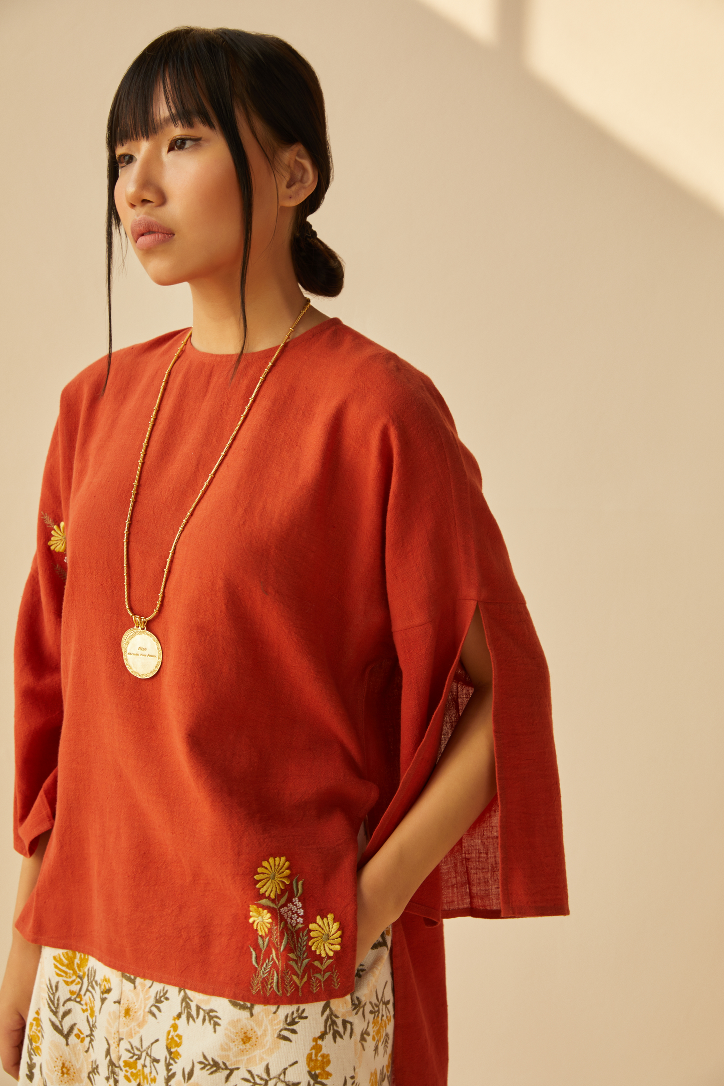 Sunflower Meadow handwoven organic cotton top