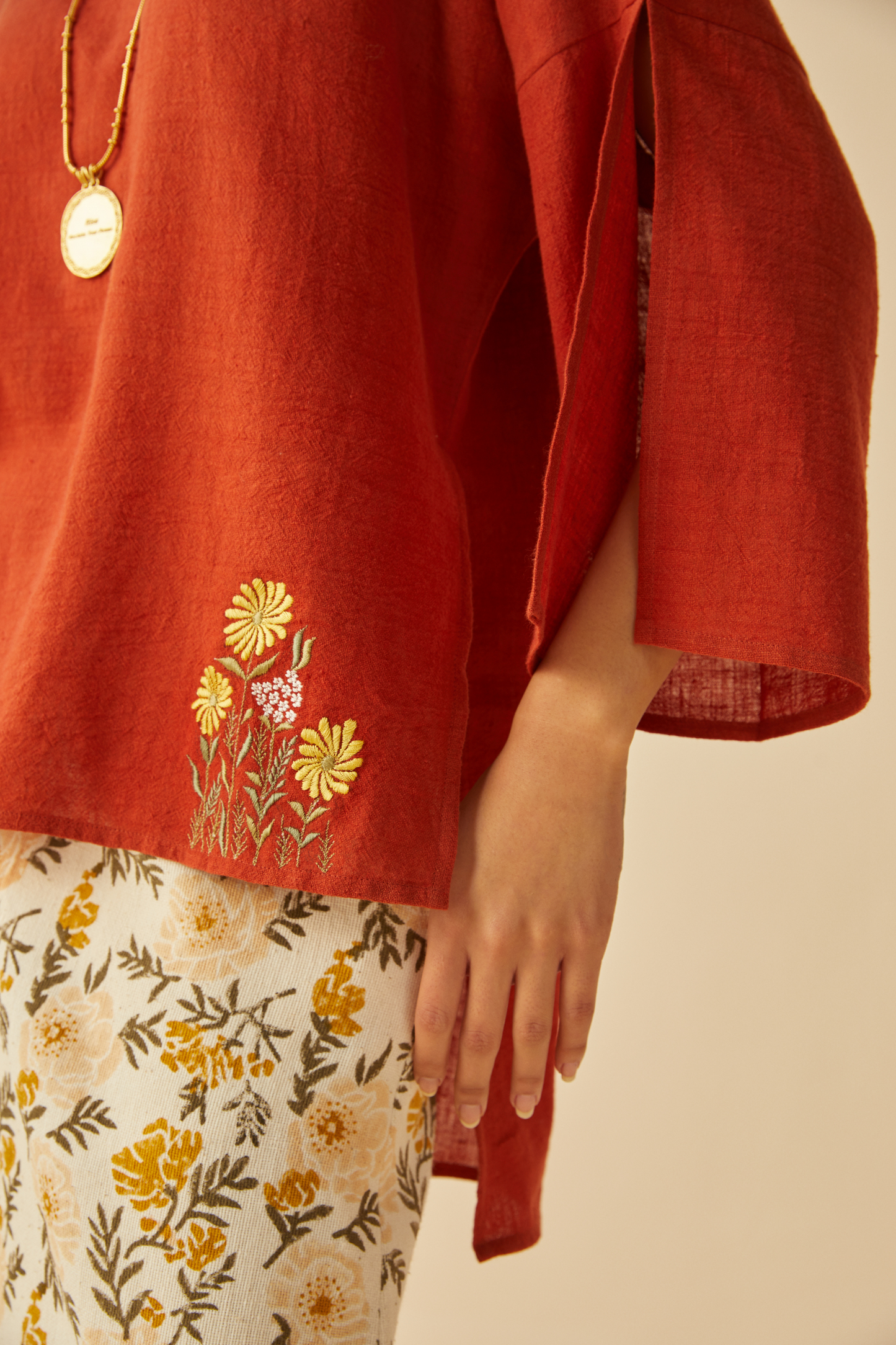 Sunflower Meadow handwoven organic cotton top