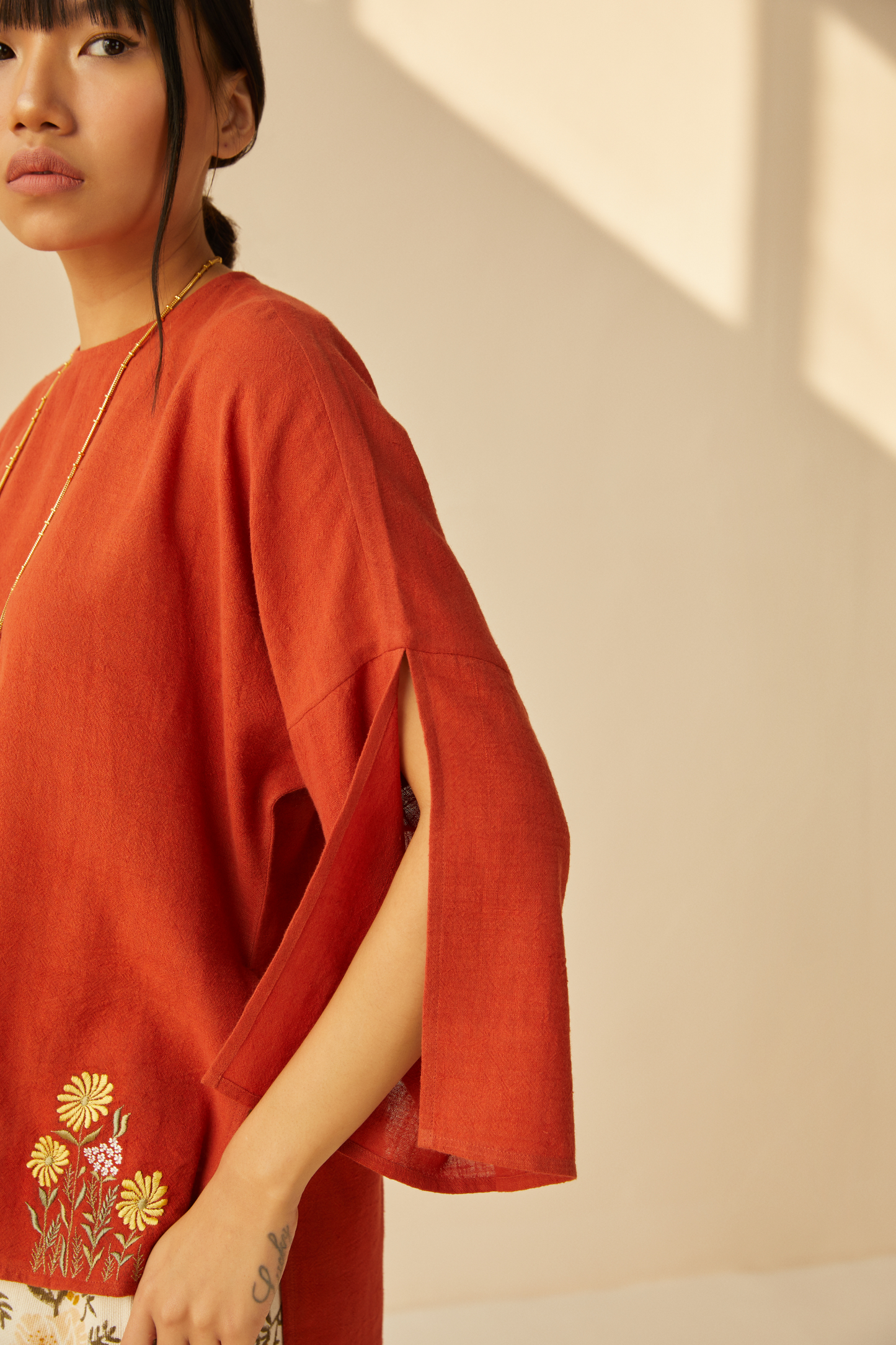 Sunflower Meadow handwoven organic cotton top