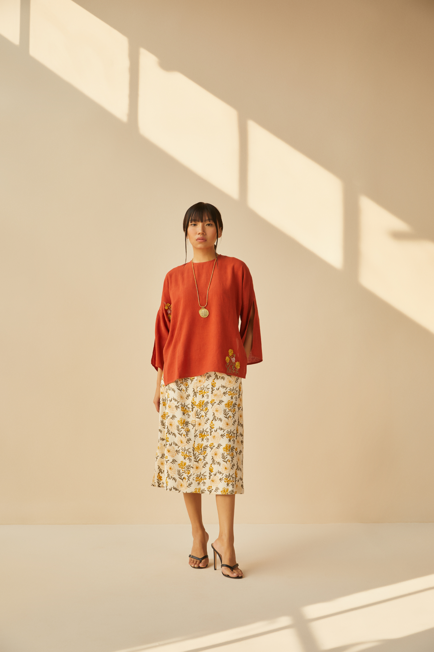 Sunflower Meadow handwoven organic cotton top