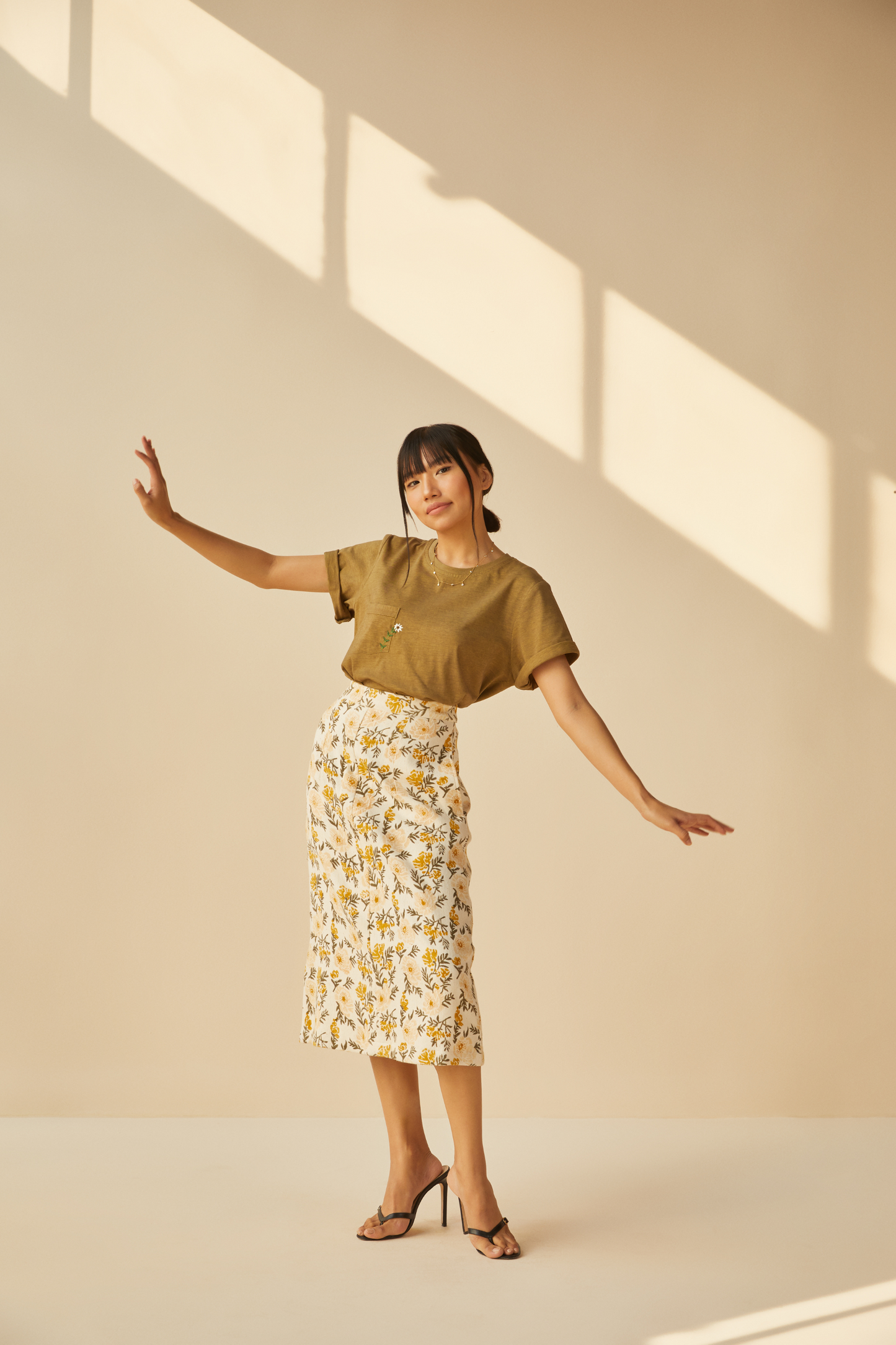 Sunshine Poppy handwoven organic cotton skirt