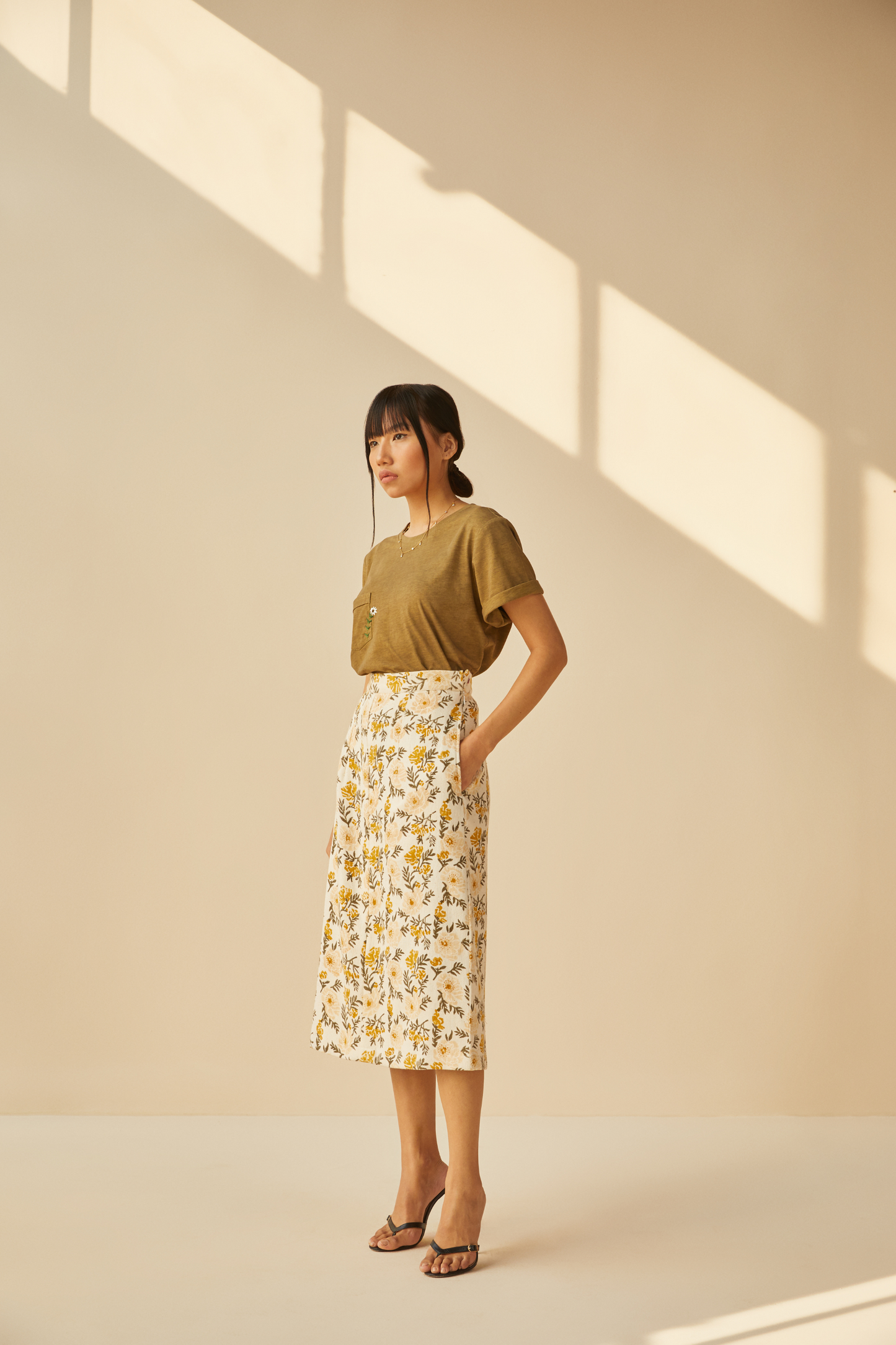 Sunshine Poppy handwoven organic cotton skirt