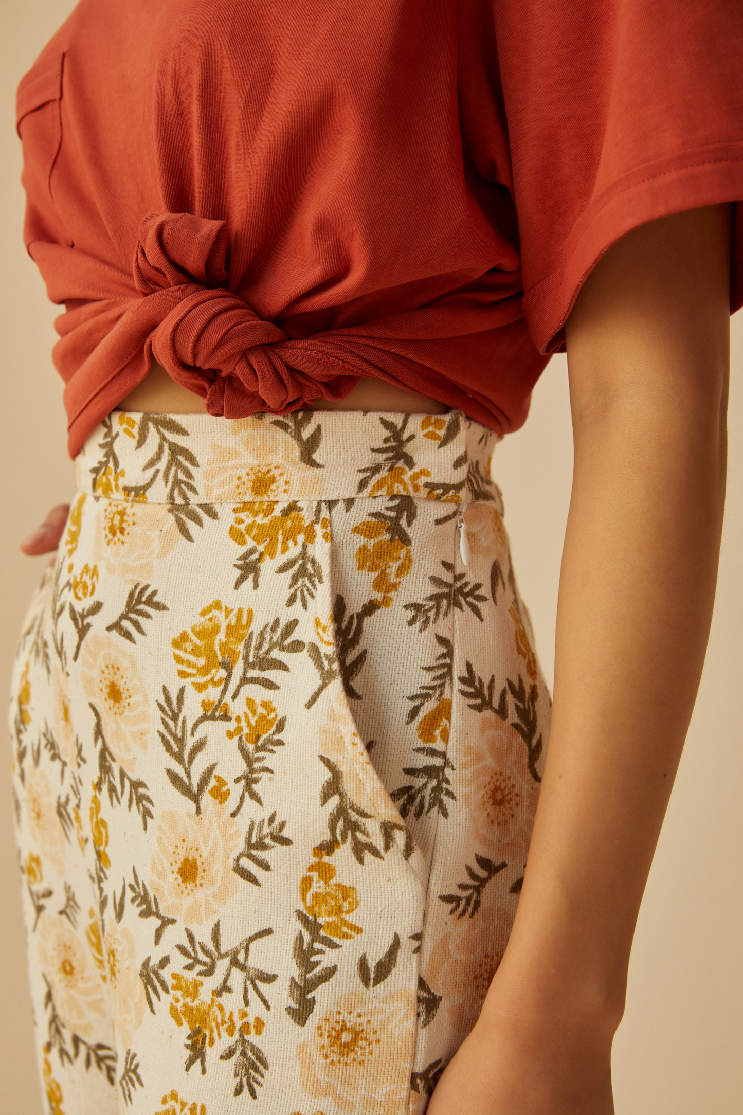 Sunshine Poppy handwoven organic cotton trousers