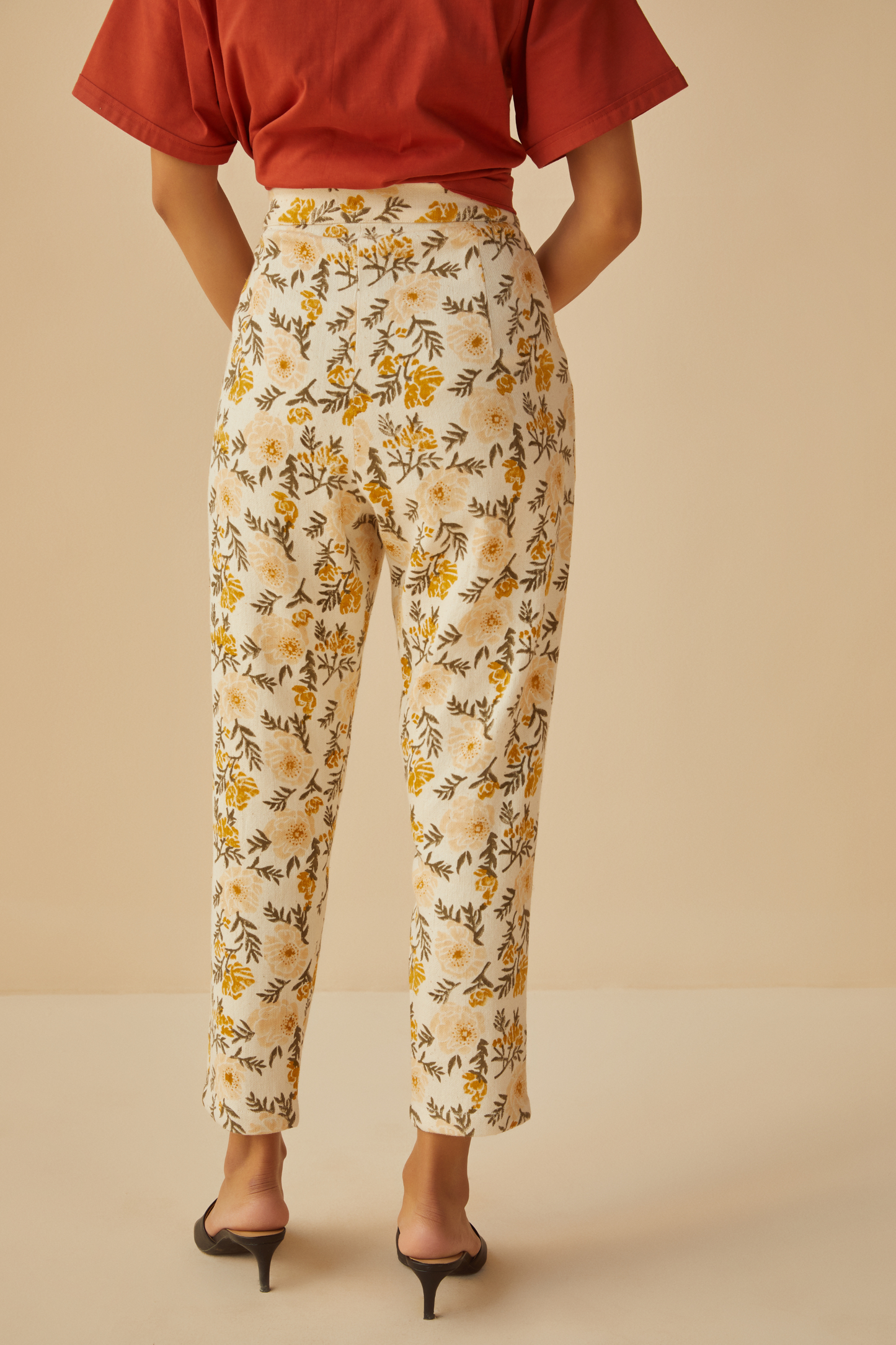 Sunshine Poppy handwoven organic cotton trousers