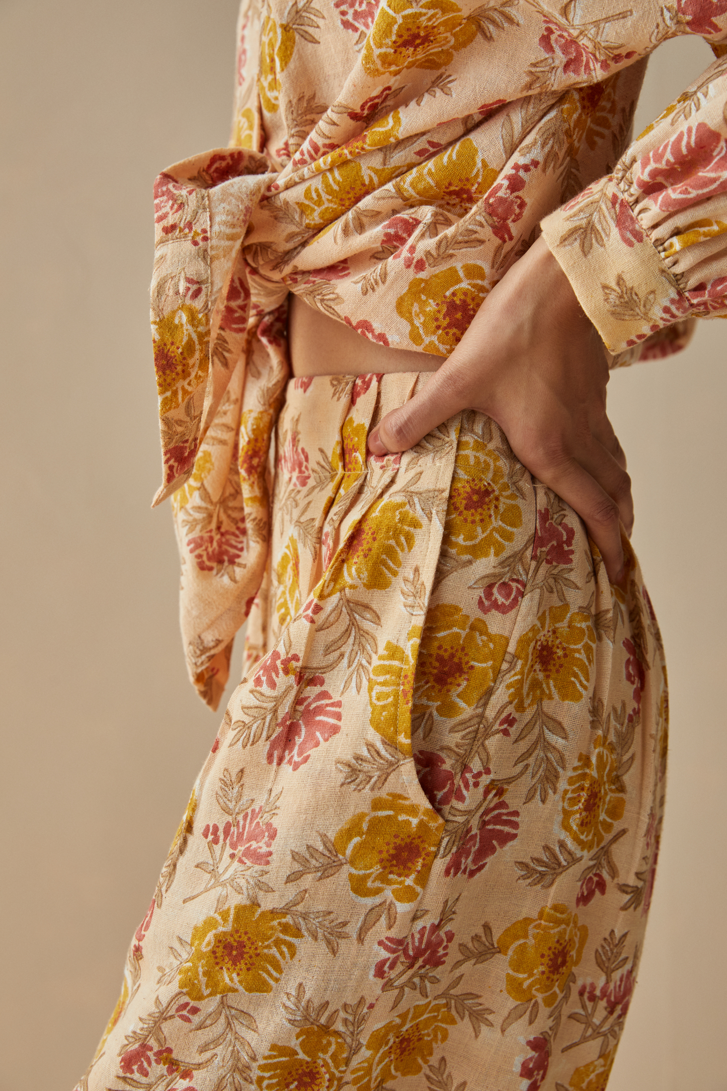The Flower Power handwoven organic cotton trousers