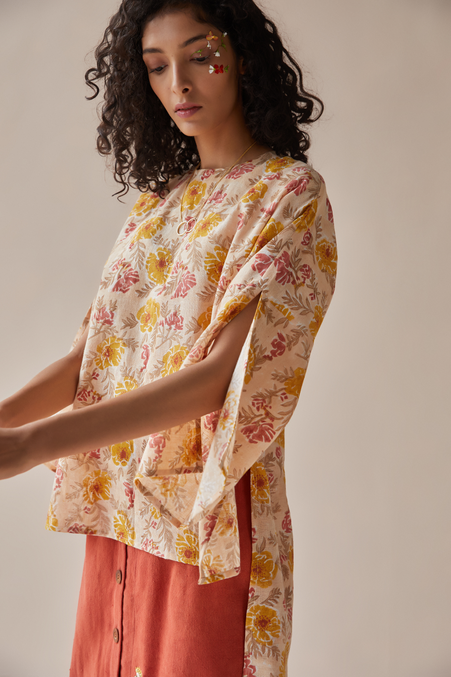 The Poppy Power handwoven organic cotton top