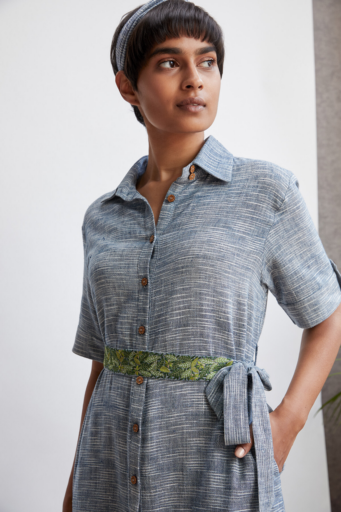 Weaved shirt dress