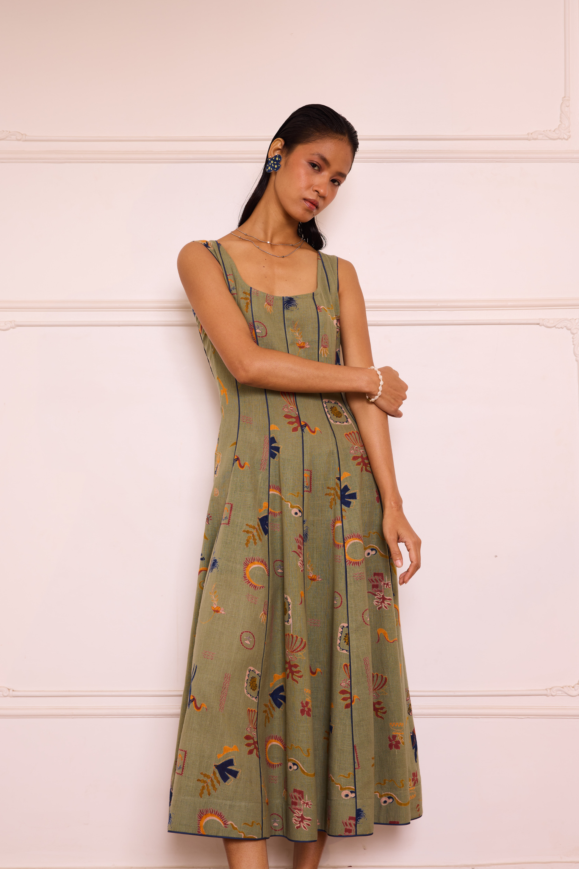 Bold Nights Handspun Handwoven Organic Cotton Maxi Dress