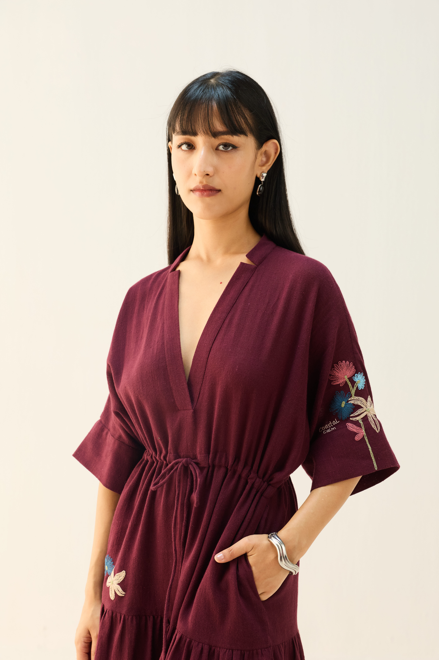 Coastal Bloom Handspun Handwoven Organic Cotton Dress