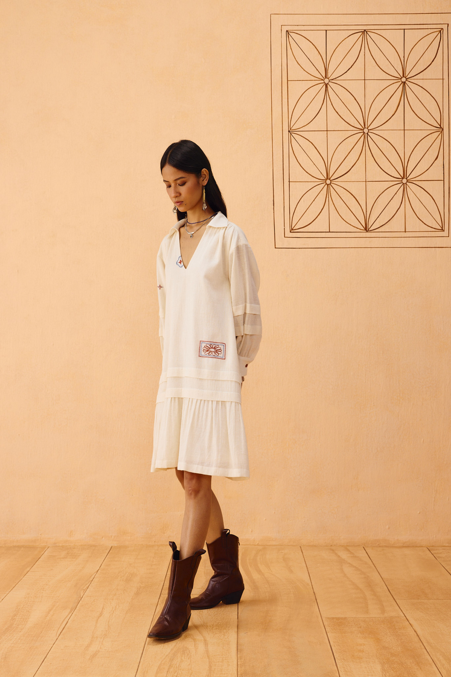 Flower Frame Handspun Handwoven Organic Cotton Dress