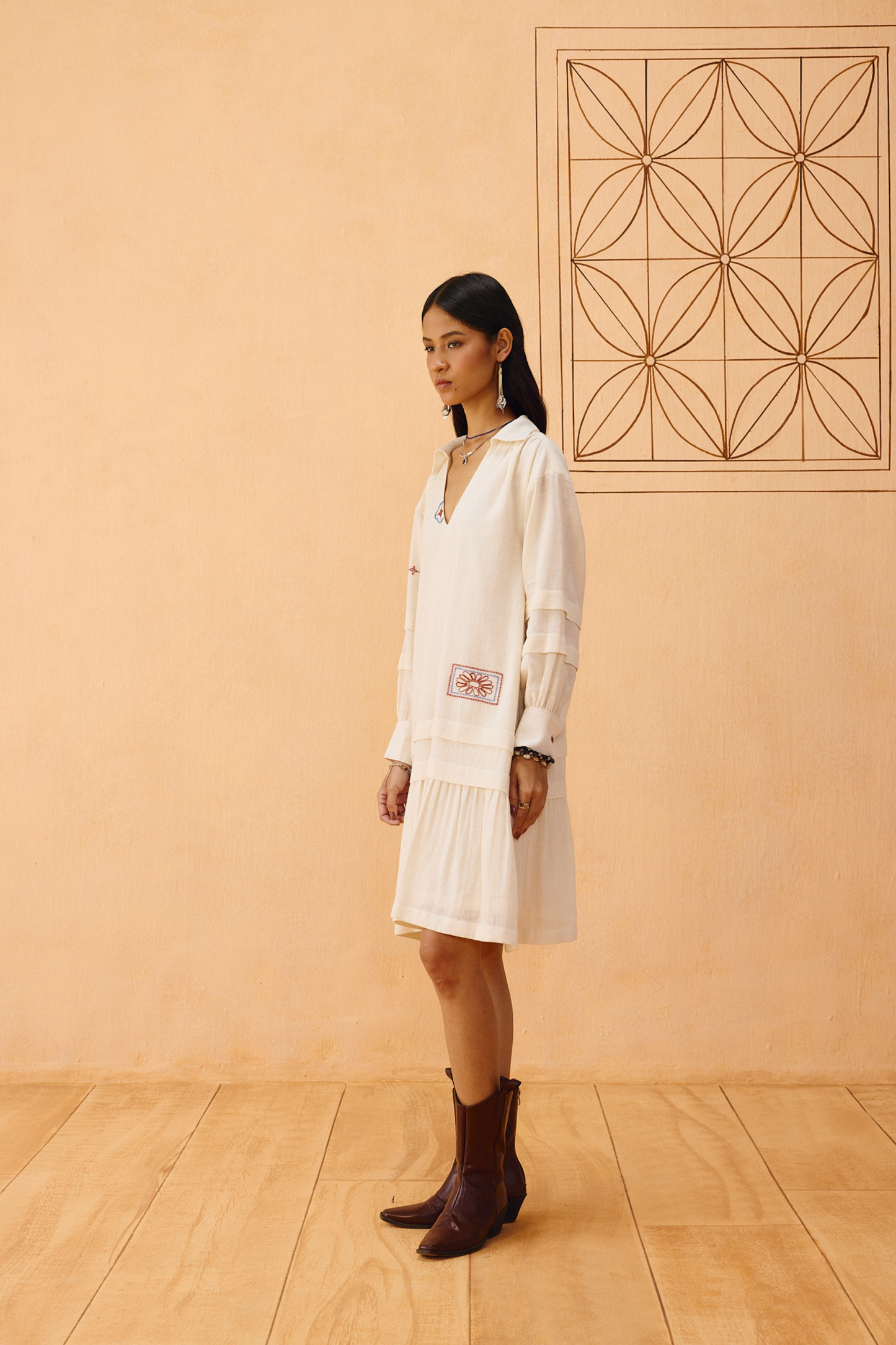 Flower Frame Handspun Handwoven Organic Cotton Dress