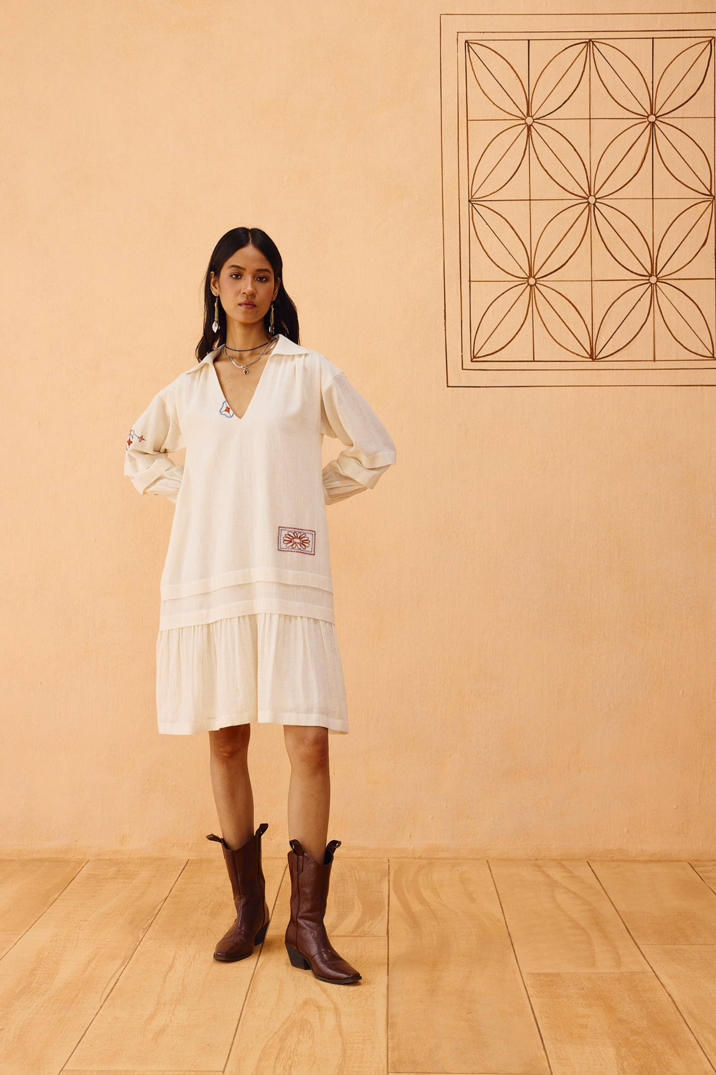 Flower Frame Handspun Handwoven Organic Cotton Dress