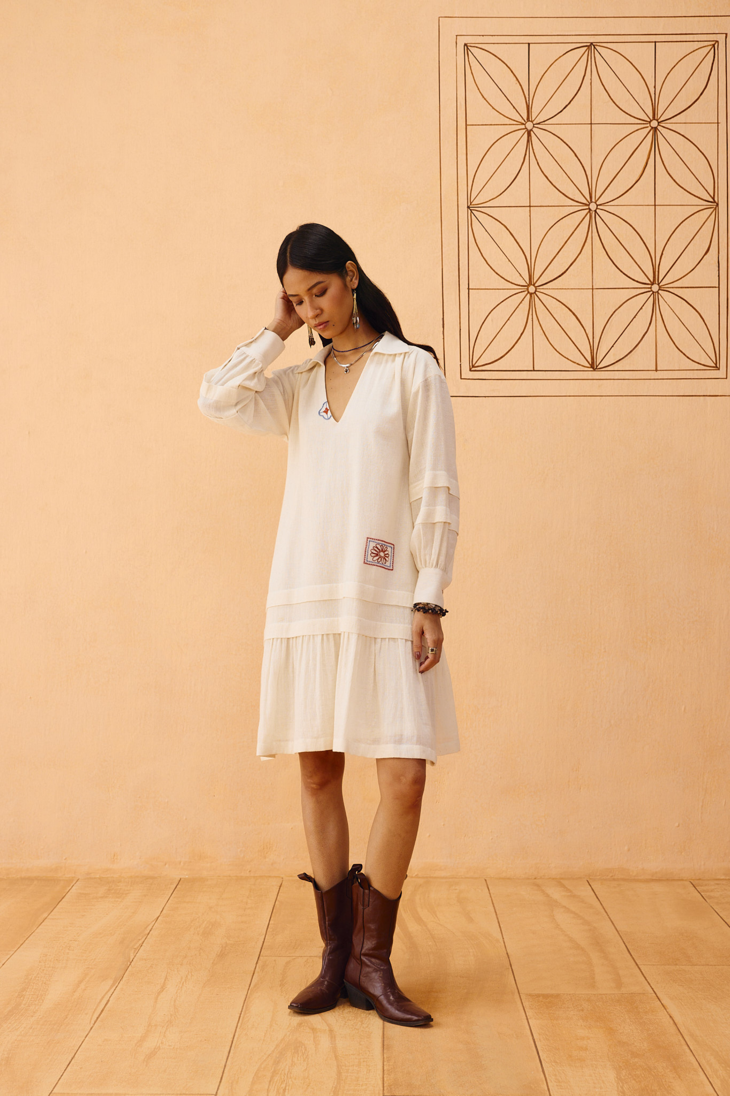 Flower Frame Handspun Handwoven Organic Cotton Dress