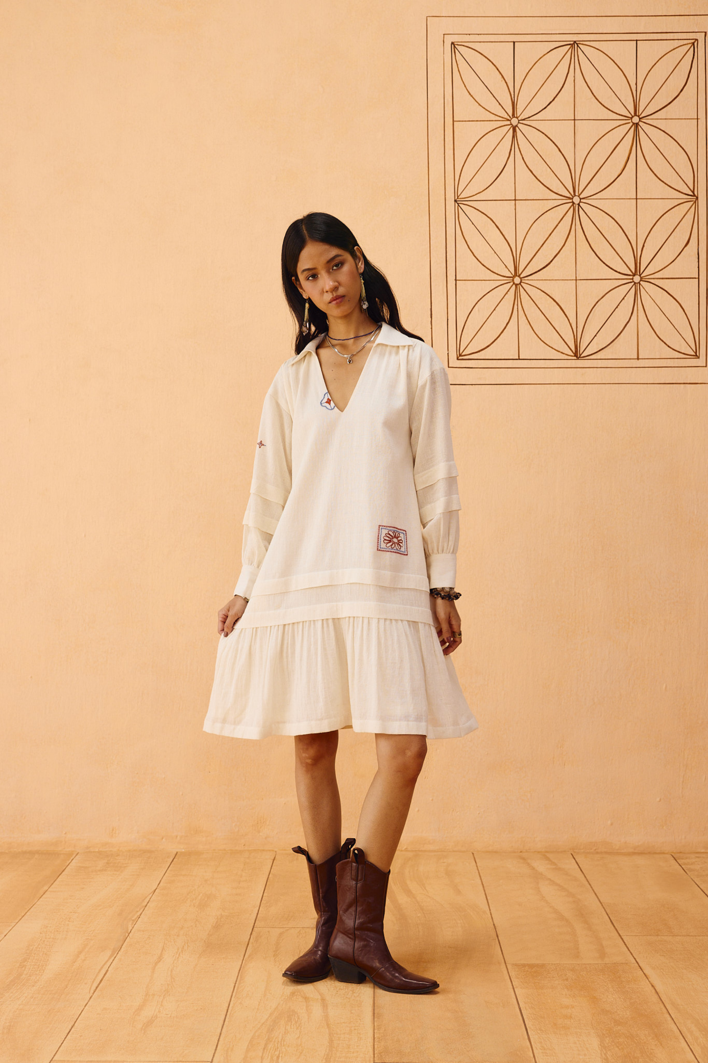 Flower Frame Handspun Handwoven Organic Cotton Dress