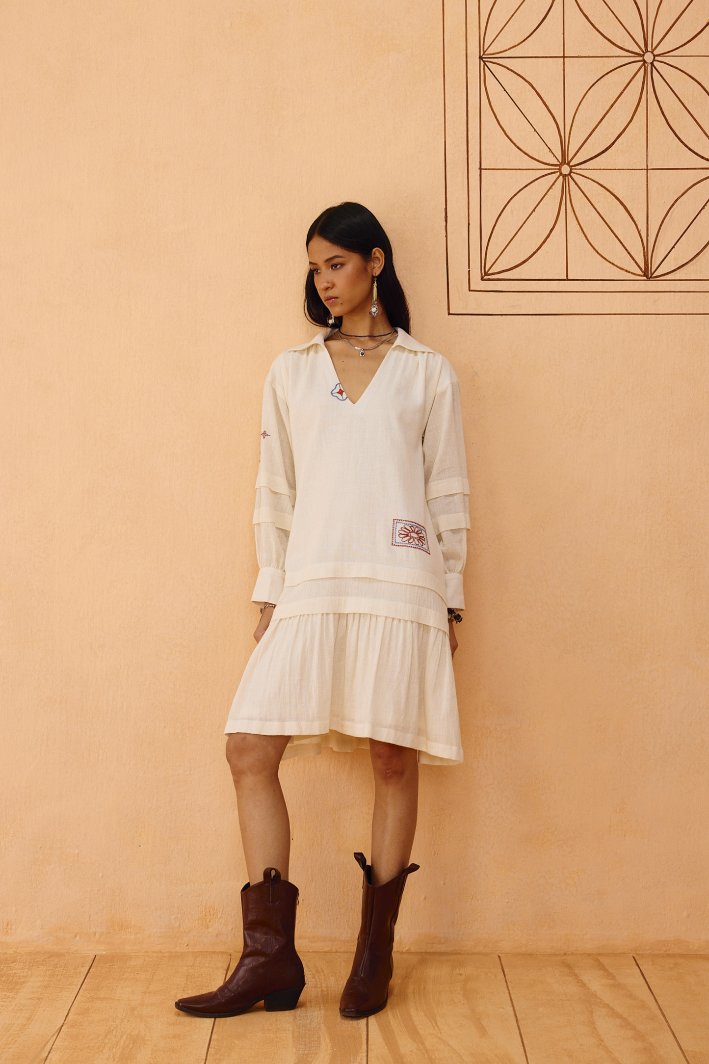 Flower Frame Handspun Handwoven Organic Cotton Dress