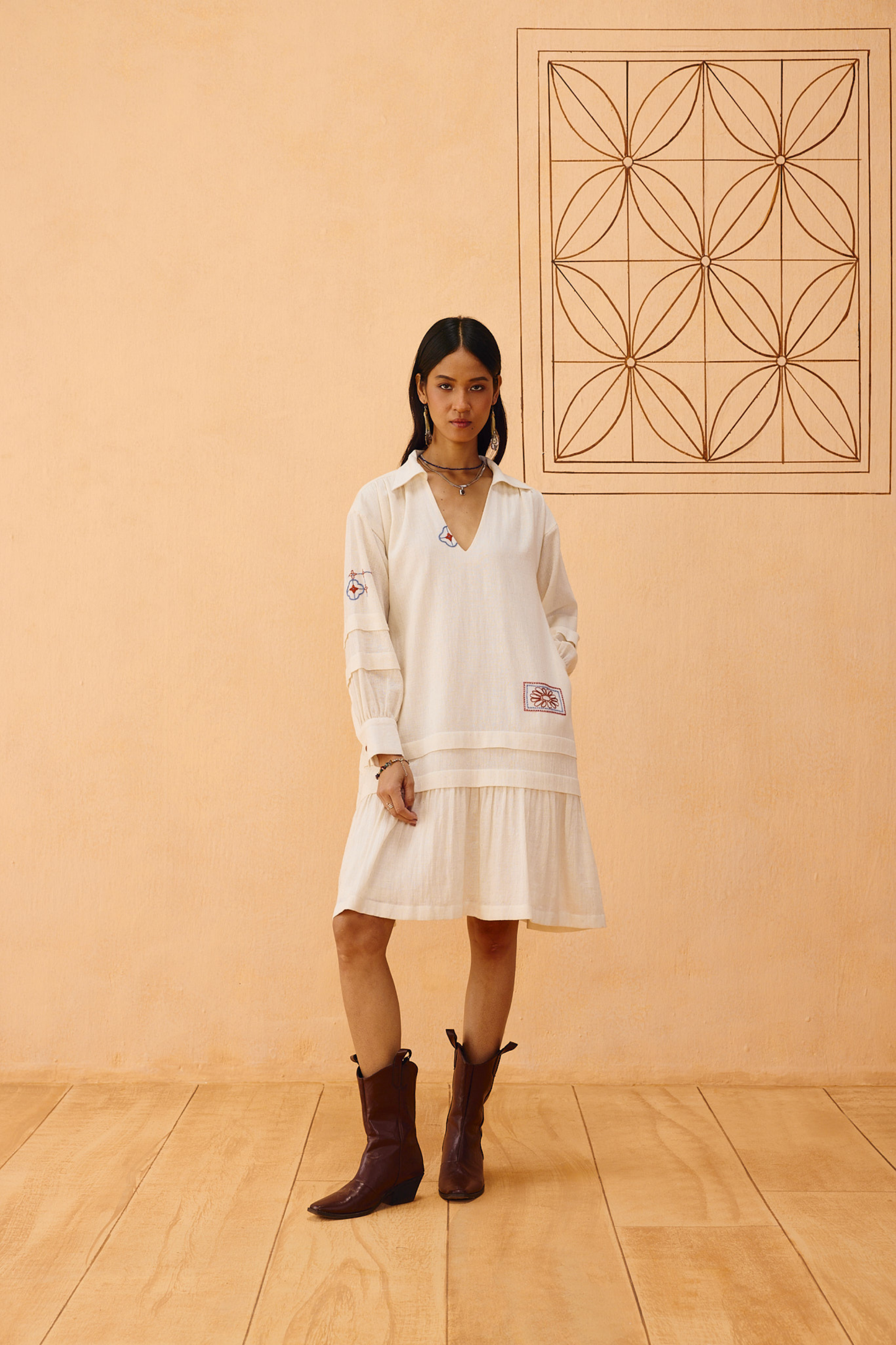 Flower Frame Handspun Handwoven Organic Cotton Dress