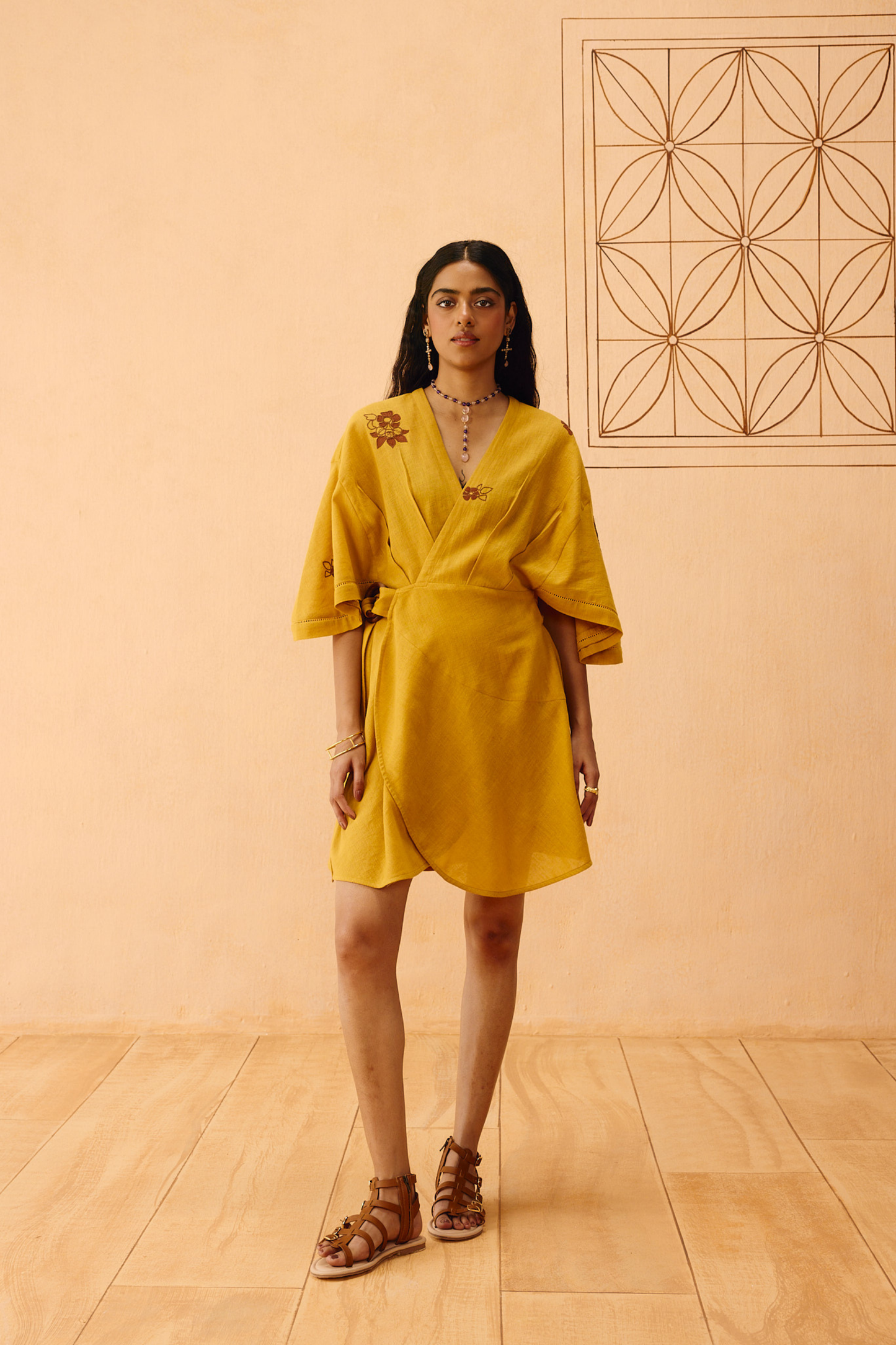 Glowing Garden Handspun Handwoven Organic Cotton Wrap Dress