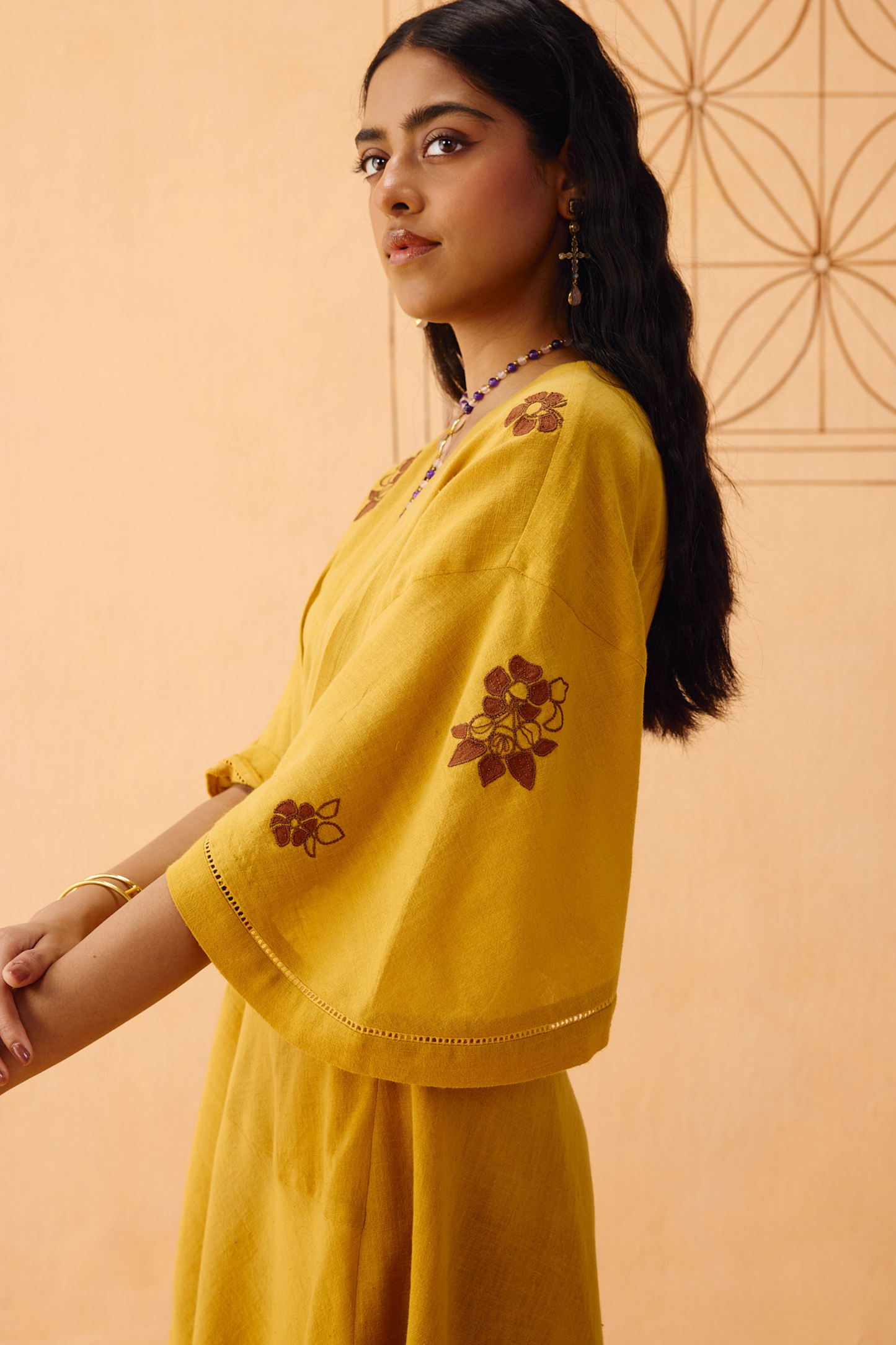 Glowing Garden Handspun Handwoven Organic Cotton Wrap Dress