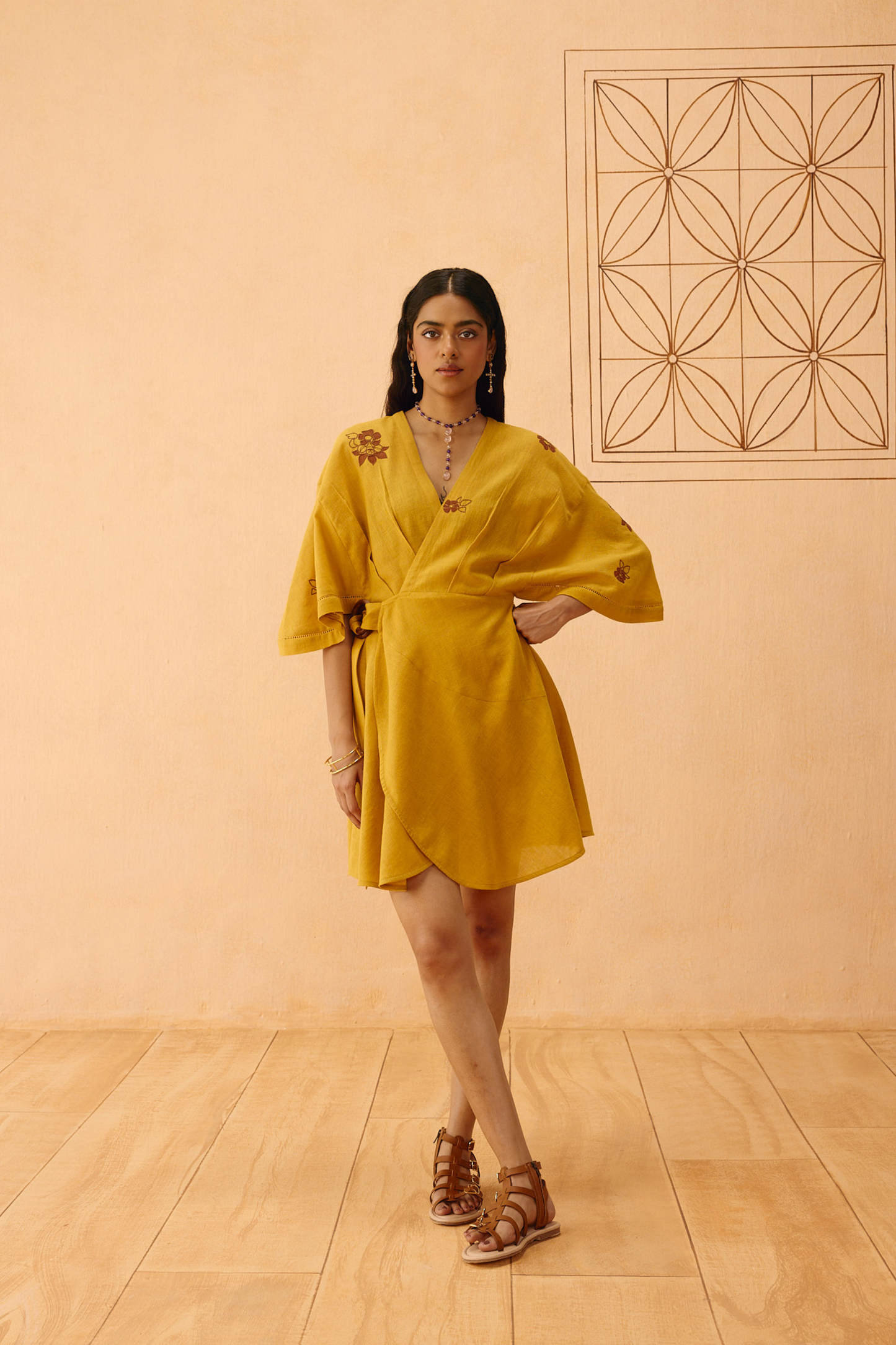 Glowing Garden Handspun Handwoven Organic Cotton Wrap Dress