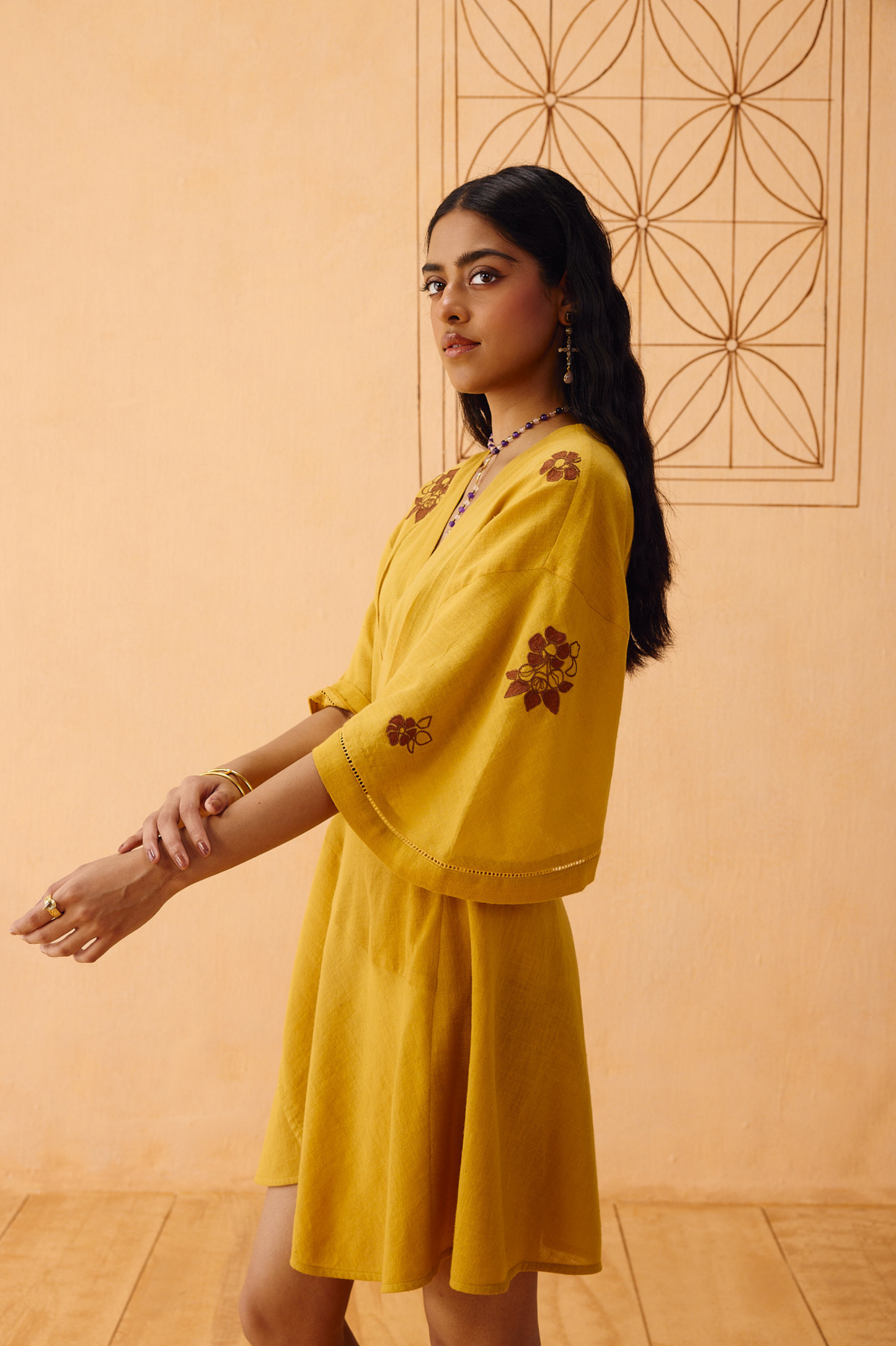 Glowing Garden Handspun Handwoven Organic Cotton Wrap Dress