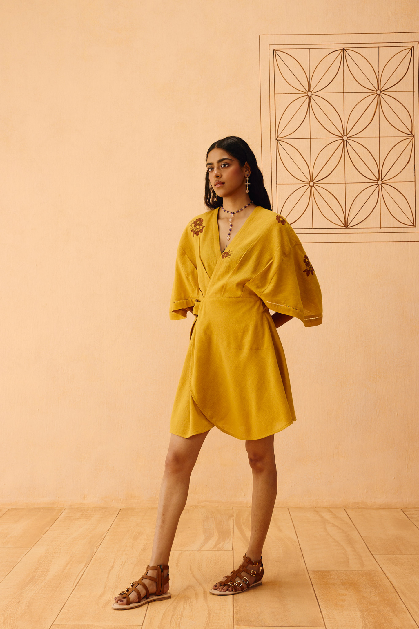 Glowing Garden Handspun Handwoven Organic Cotton Wrap Dress