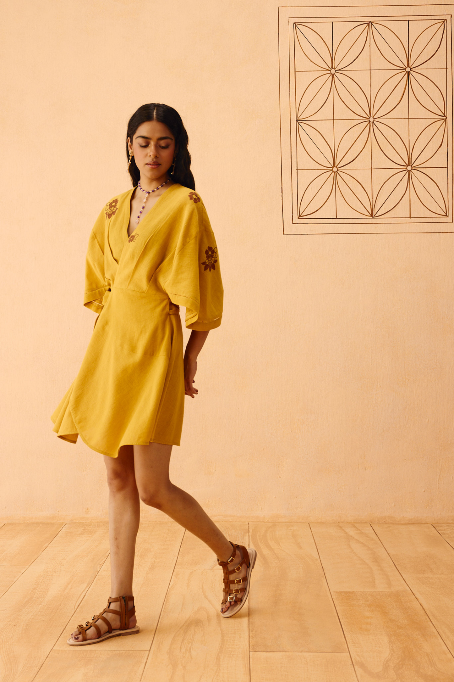 Glowing Garden Handspun Handwoven Organic Cotton Wrap Dress