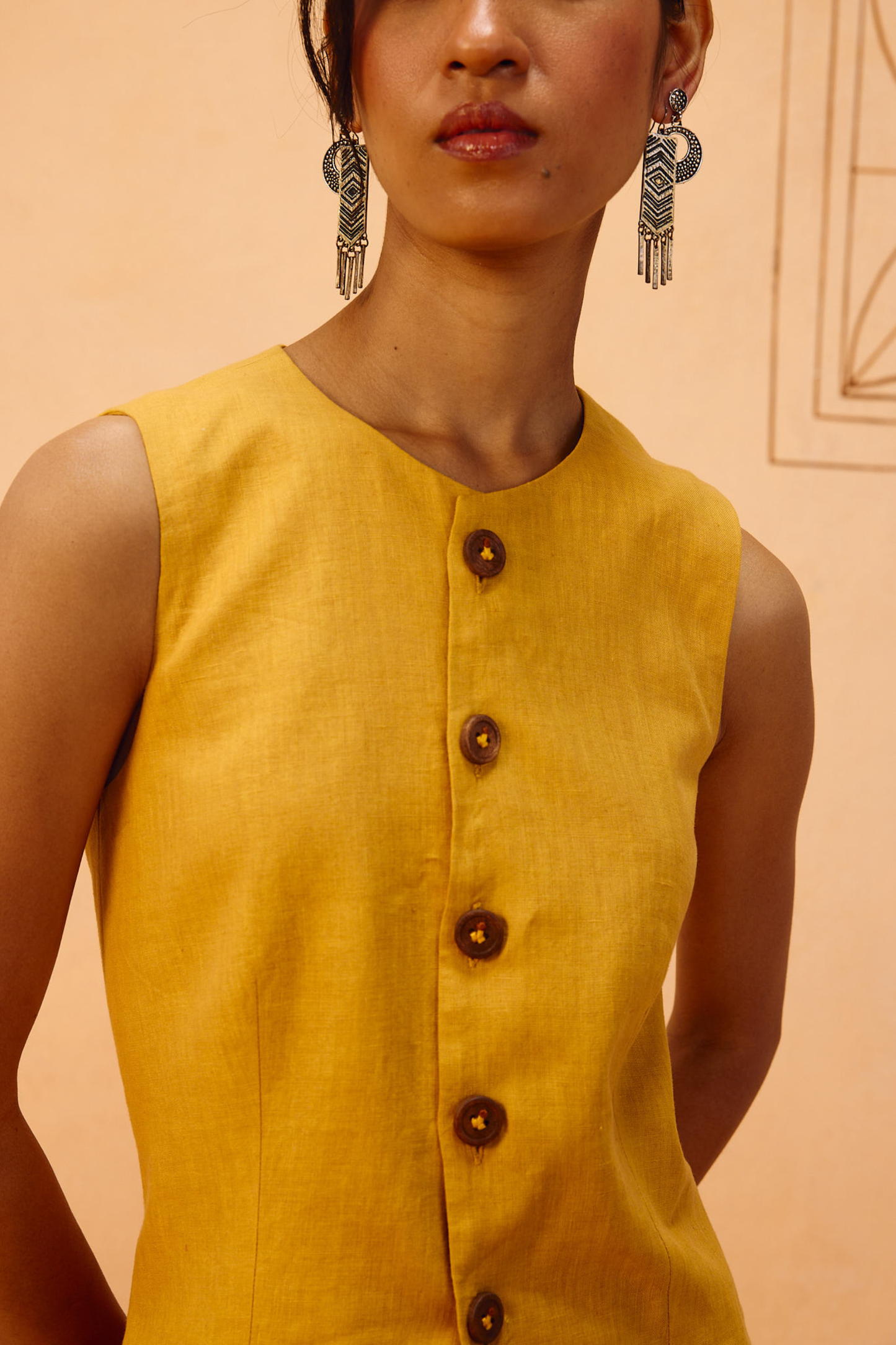 Golden Daydream Linen Waistcoat