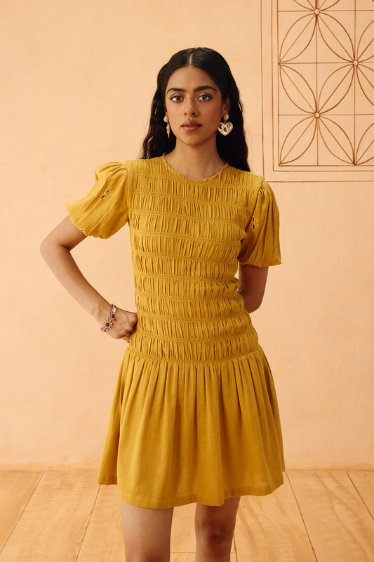 Golden Glow Kala Cotton Dress