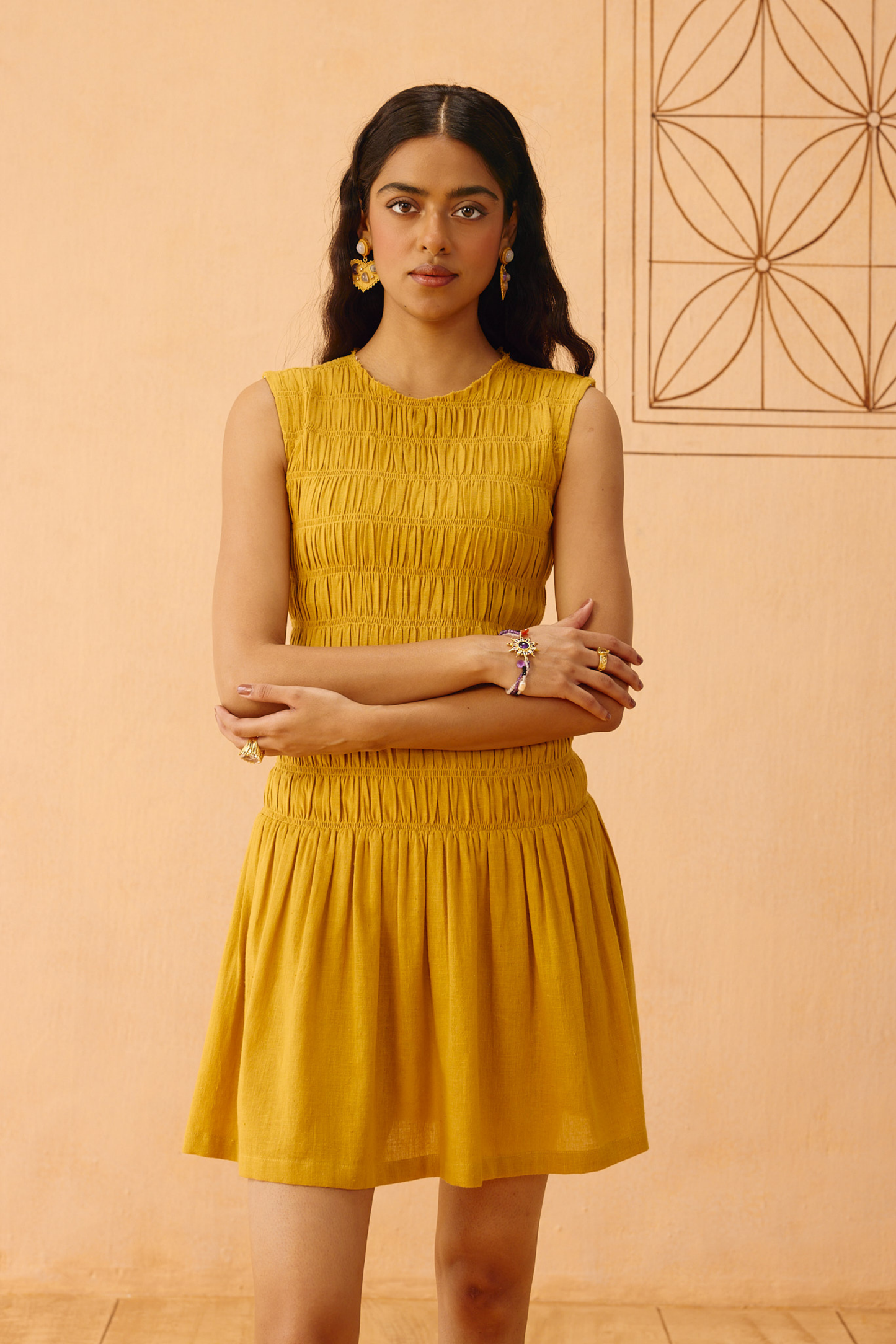 Golden Glow Kala Cotton Dress