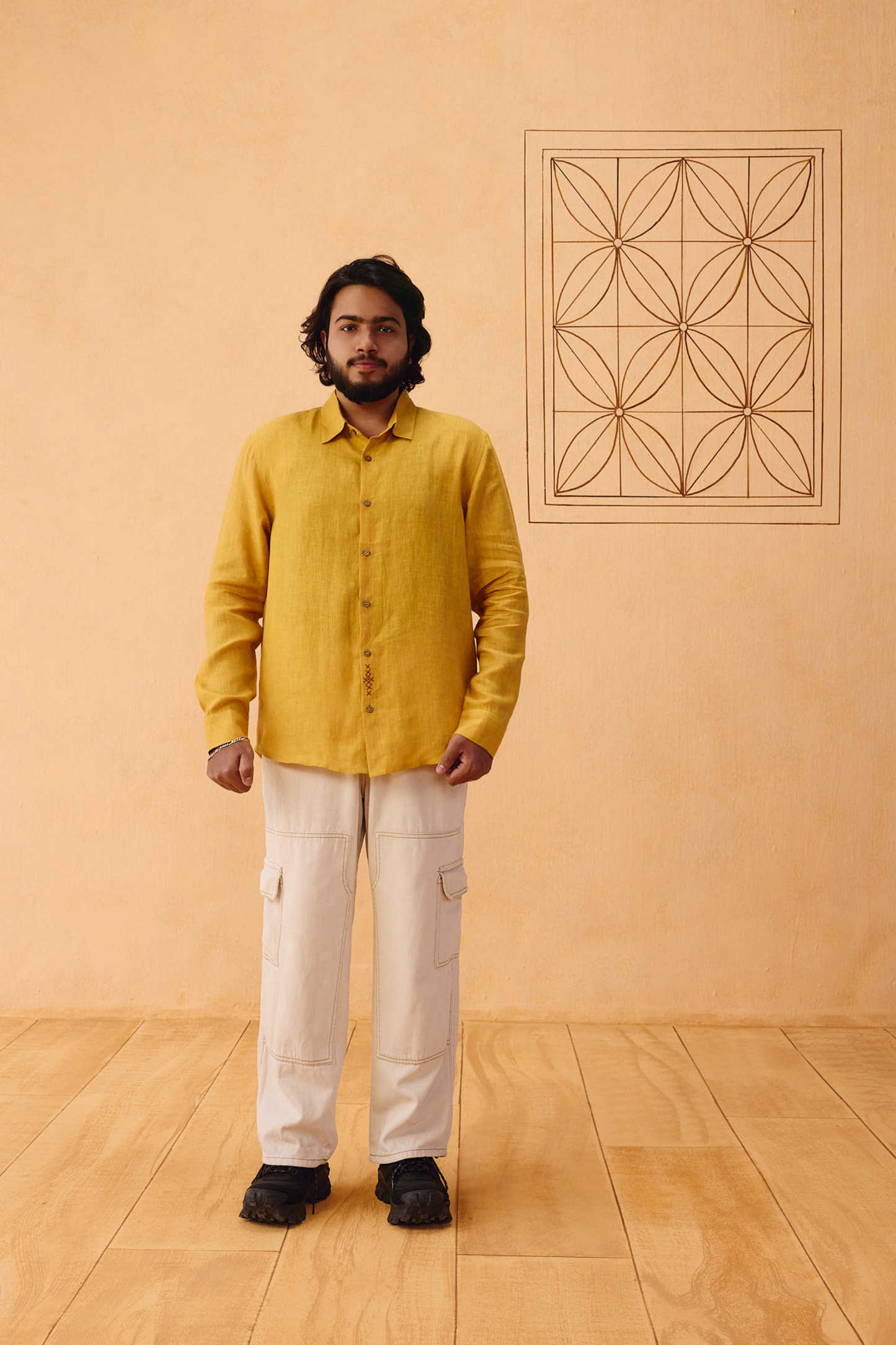 Golden Palm Men's Linen Shirt
