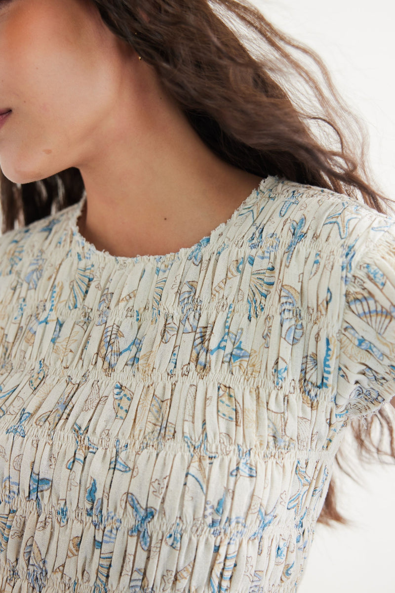 Pearly Ocean Handwoven Kala Cotton Maxi Dress
