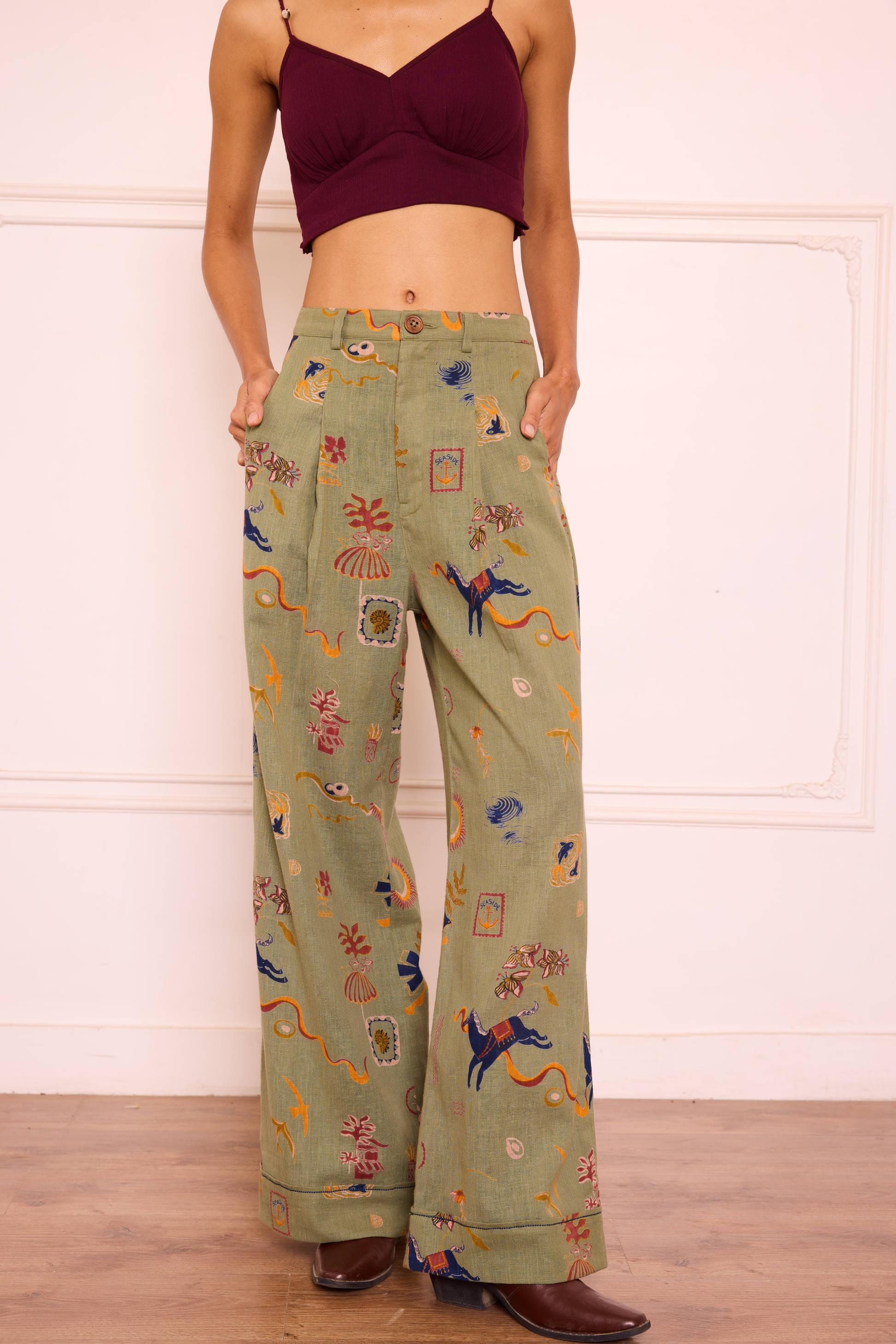 Sea Moss Handspun Handwoven Organic Cotton Trousers